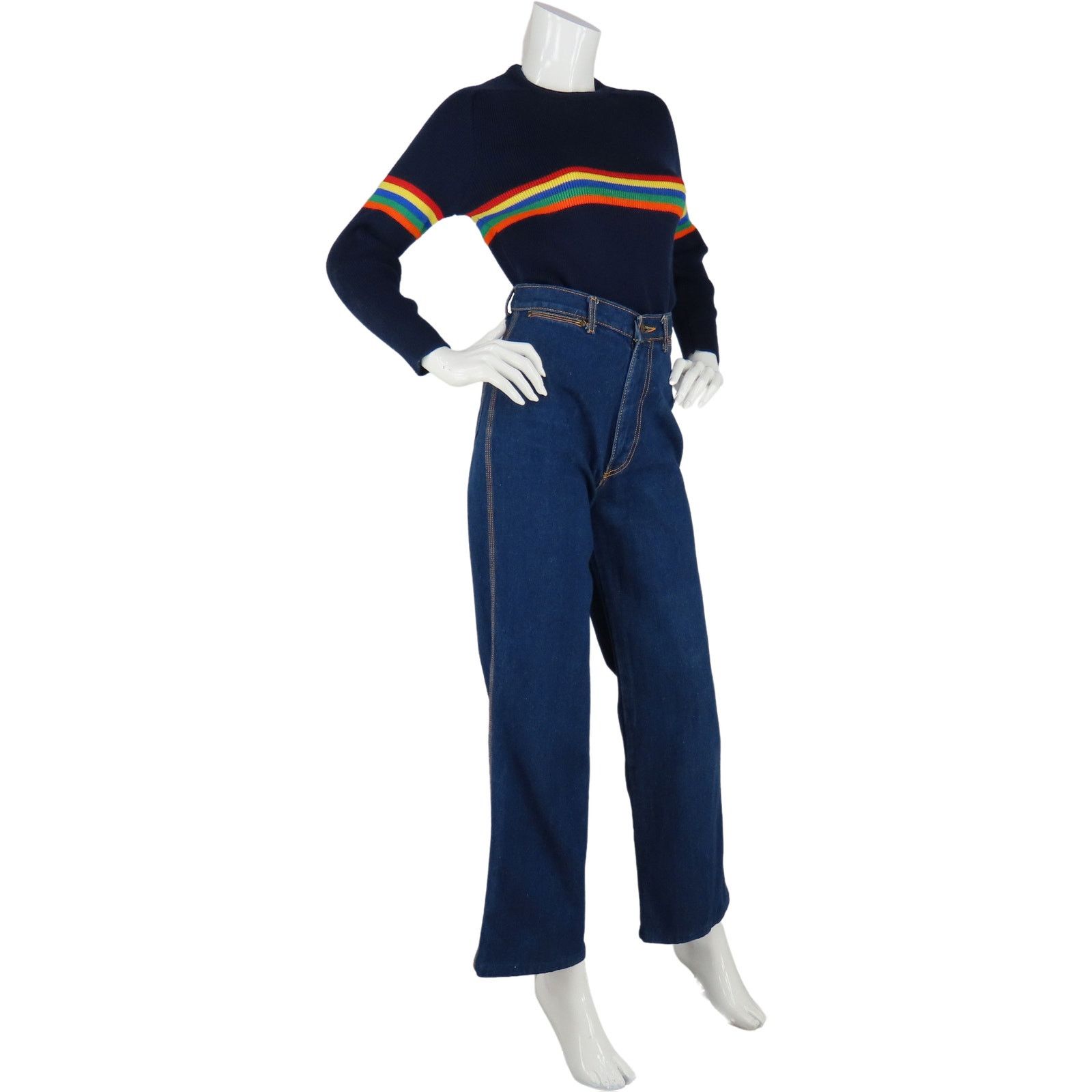 Other 80s 70s Vintage Indigo High Waisted Mom Denim Jeans 37 Size 37" - 5 Thumbnail