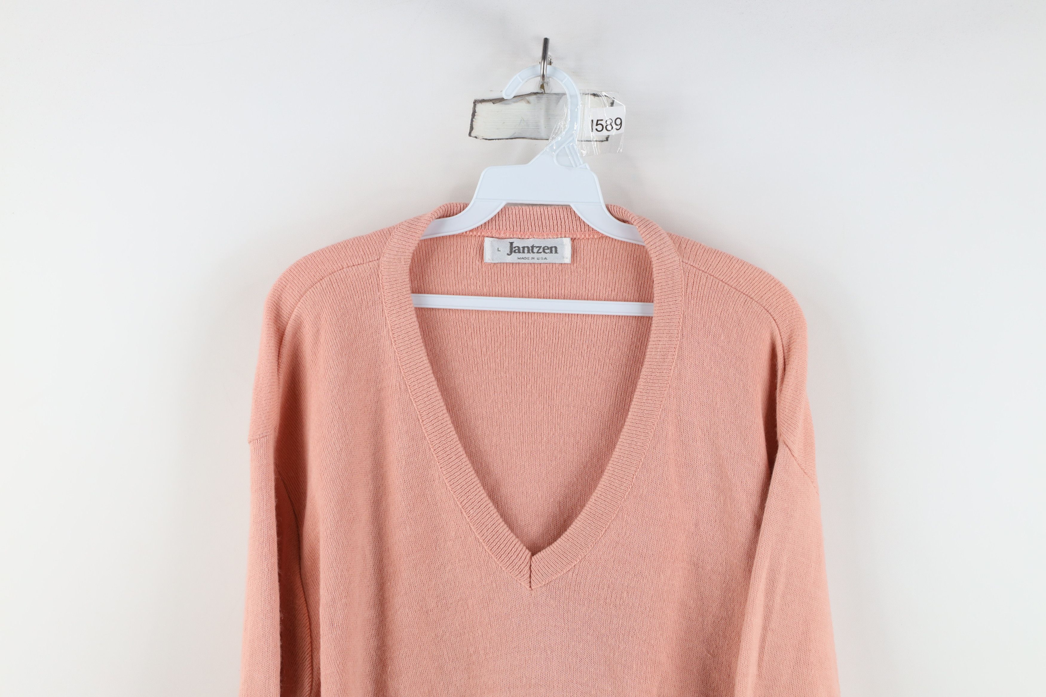 Vintage Vintage 70s Streetwear Soft Knit V-Neck Sweater Pink USA Size US L / EU 52-54 / 3 - 2 Thumbnail