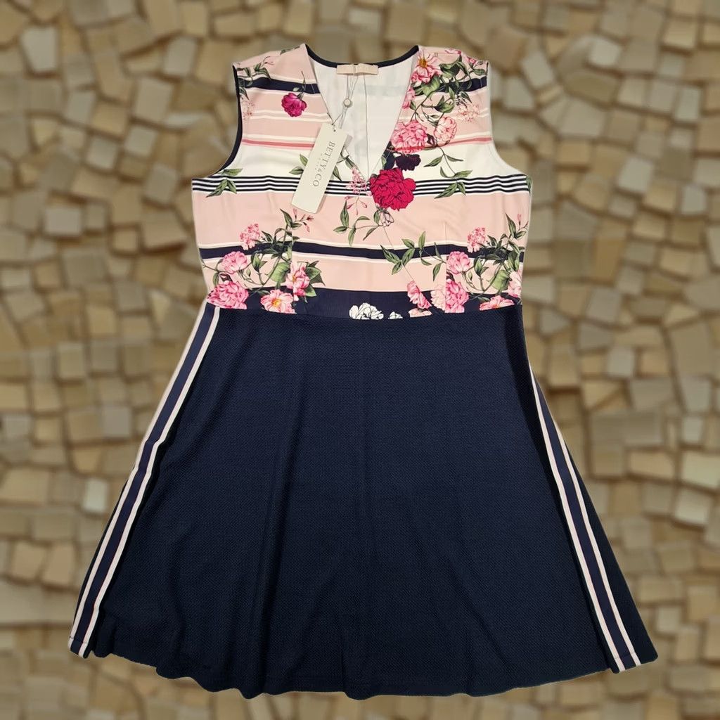 CO Betty & Co Womens Dress Navy Blue Floral Sleeveless Knee Length V-Neck 18 Regular Women’s Dress Size XXL / US 16-18 / IT 52-54 - 1 Thumbnail