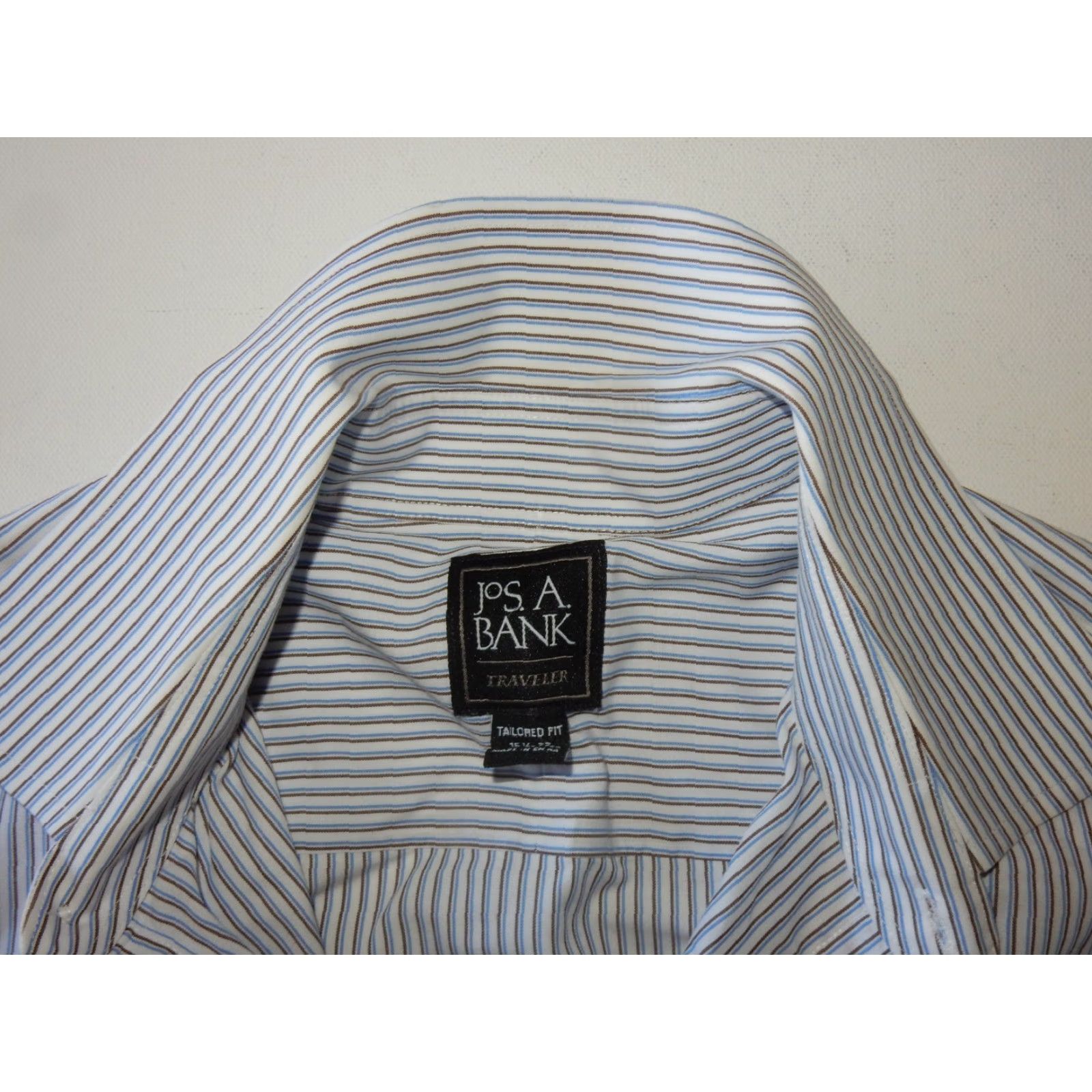 Jos. A. Bank JOS. A. BANK Slim Fit Striped Dress Shirt Men Size 15.5-33 White Long Sleeve Size 40R - 3 Thumbnail