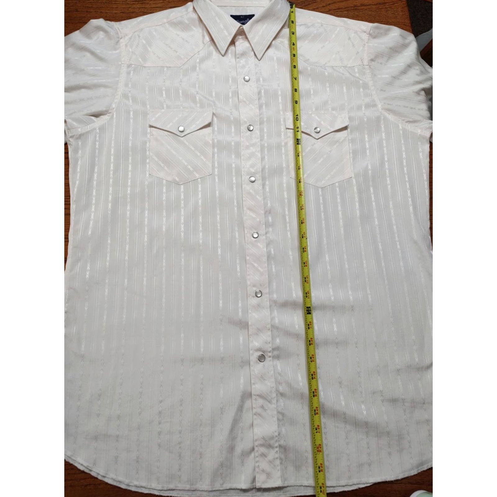 Wrangler VINTAGE Wrangler Shirt Men XLT Beige Long Sleeve Western Pearl Snap Striped Cowboy Retro Western Shirt Size US XL / EU 56 / 4 - 5 Thumbnail