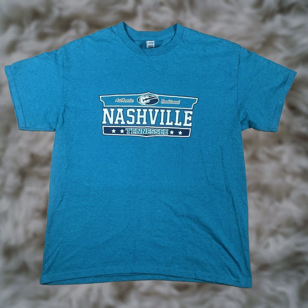 Gildan Gildan T-Shirt Adults L Large Heavy Cotton Blend Nashville Tennessee Blue Size US L / EU 52-54 / 3 - 1 Thumbnail
