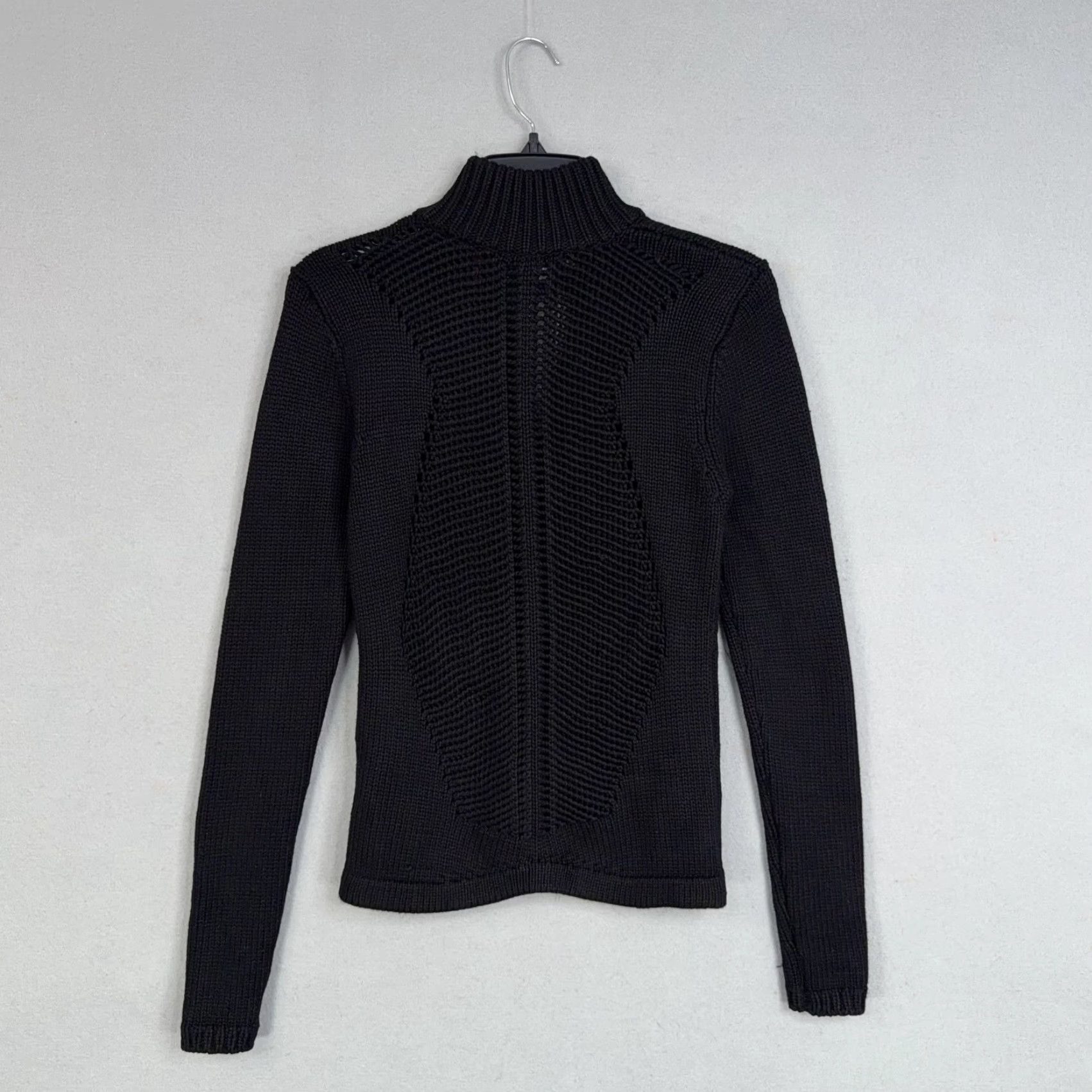 Parasuco Parasuco Sweater Womens Small Black Cardigan Urban Minimal Streetwear Casual Y2K 90s Hip Hop Full Zip Mock Neck Knit Heavyweight Zipper Size S / US 4 / IT 40 - 7 Thumbnail