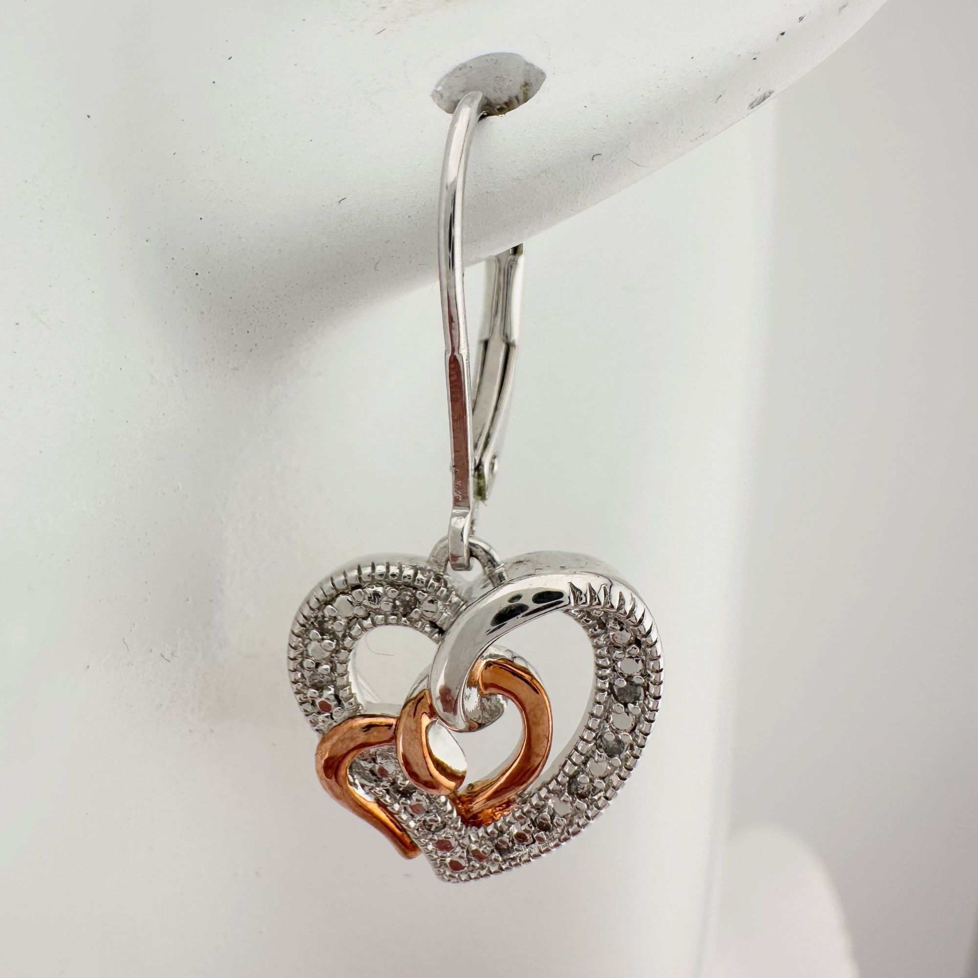 Other Two Tone Interlocking Hearts Diamond Accent Earrings Size ONE SIZE - 3 Thumbnail