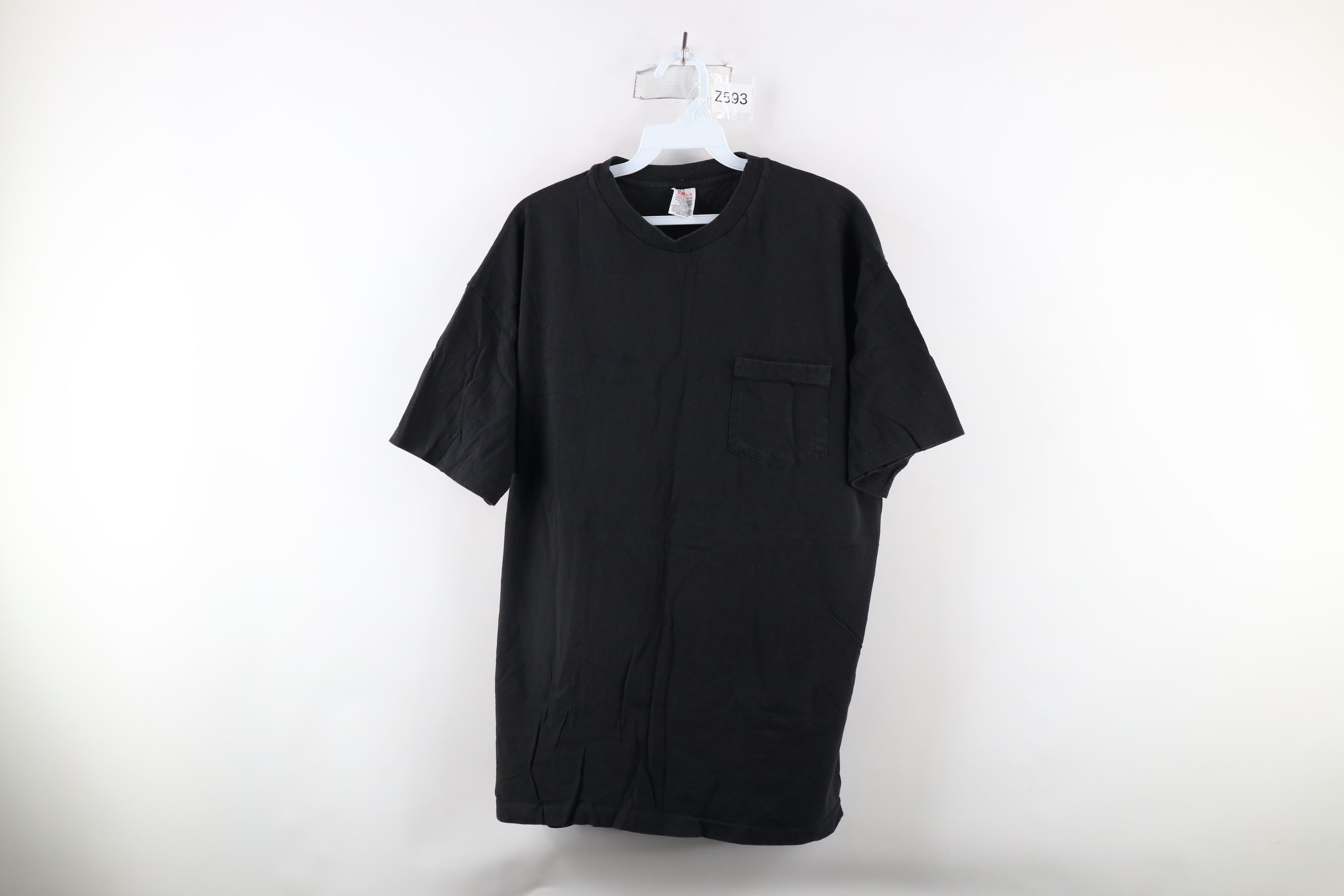 Vintage Vintage 90s Streetwear Blank Pocket T-Shirt Black Cotton Size US XL / EU 56 / 4 - 1 Thumbnail