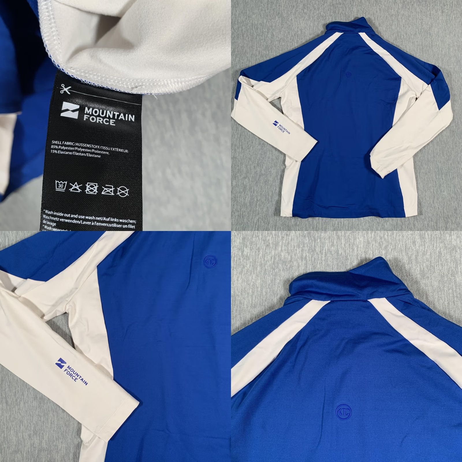 Layer 8 VINTAGE Mountain Force Pullover Womens XL Blue White 1/4 Zip Mock Neck Athletic Fit Ski Base Layer Teens? Size XL / US 12-14 / IT 48-50 - 8 Thumbnail