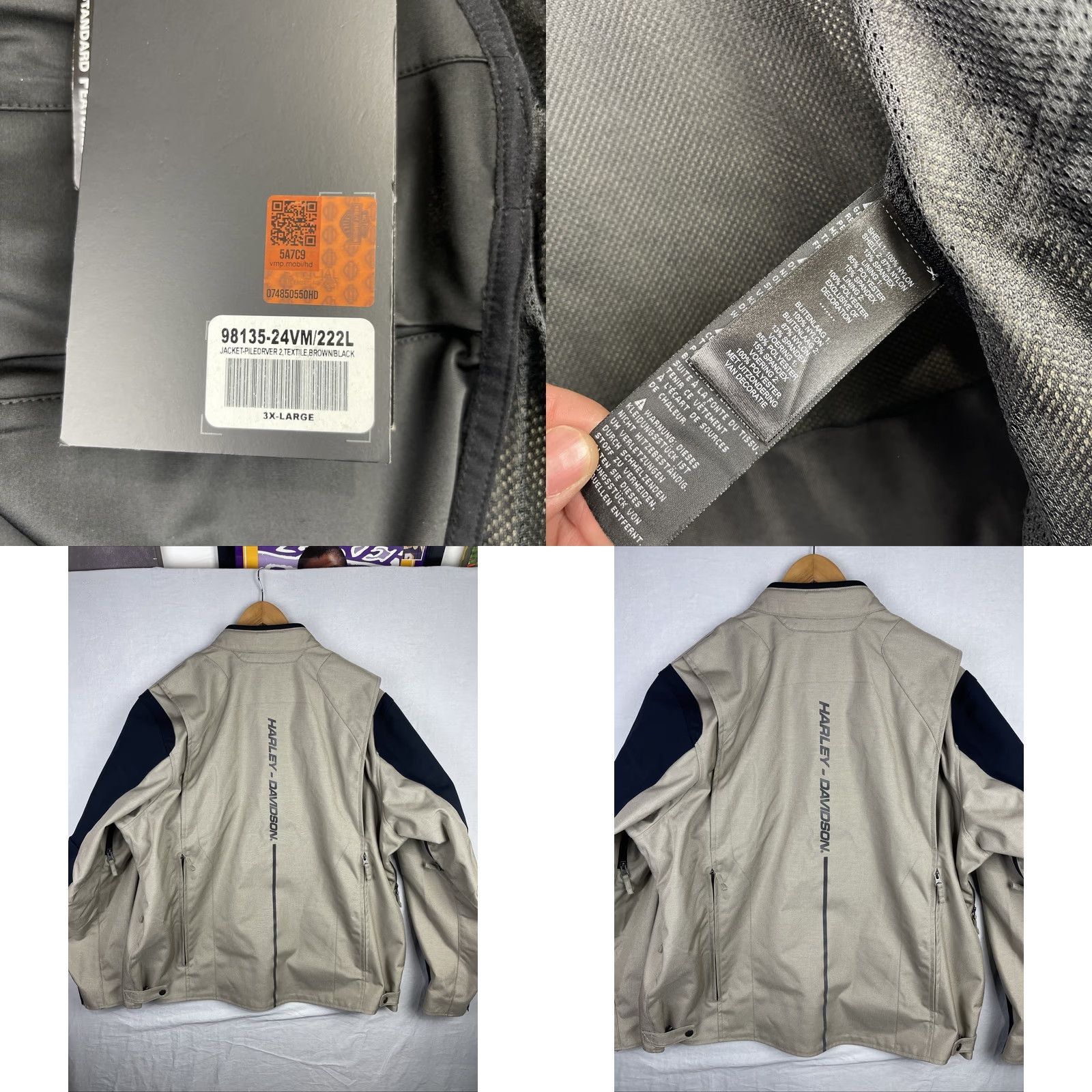 Harley Davidson Harley-Davidson Jacket Mens 3XL Brown Black Piledriver 2.0 Snap Tab Riding Zip Shirt Size US XXL / EU 58 / 5 - 9 Thumbnail