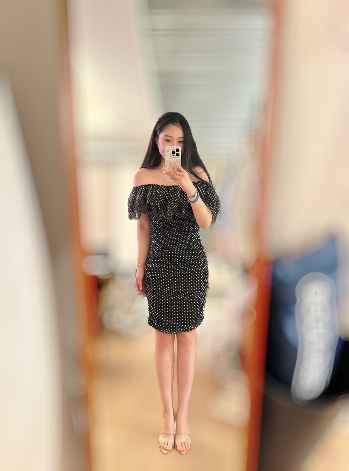 Maje Maje Ruffled Polka Dot Dress In black NWT Size M / US 6-8 / IT 42-44 - 4 Thumbnail