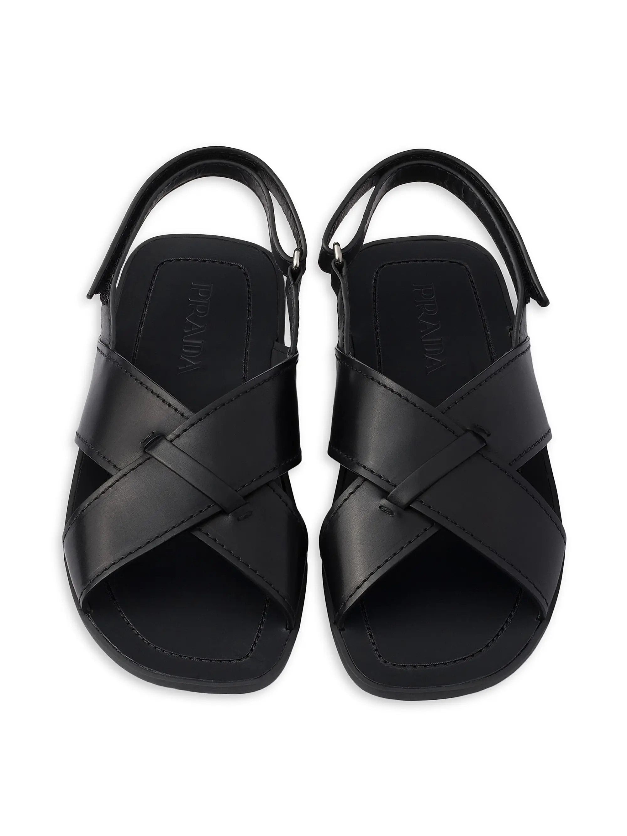 Prada o1mt1gz0526 Decò Leather Crisscross Sandals in Black Size US 10 / EU 43 - 3 Thumbnail