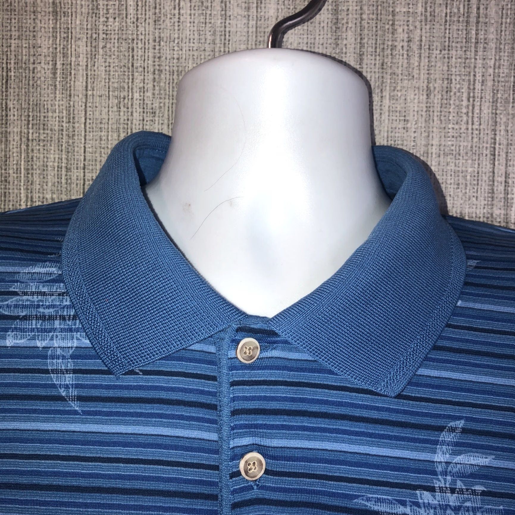 Tommy Bahama Tommy Bahama Golf Polo Mens XL Blue Striped Short Sleeve Collared 18 Department: Men Size US XL / EU 56 / 4 - 2 Thumbnail