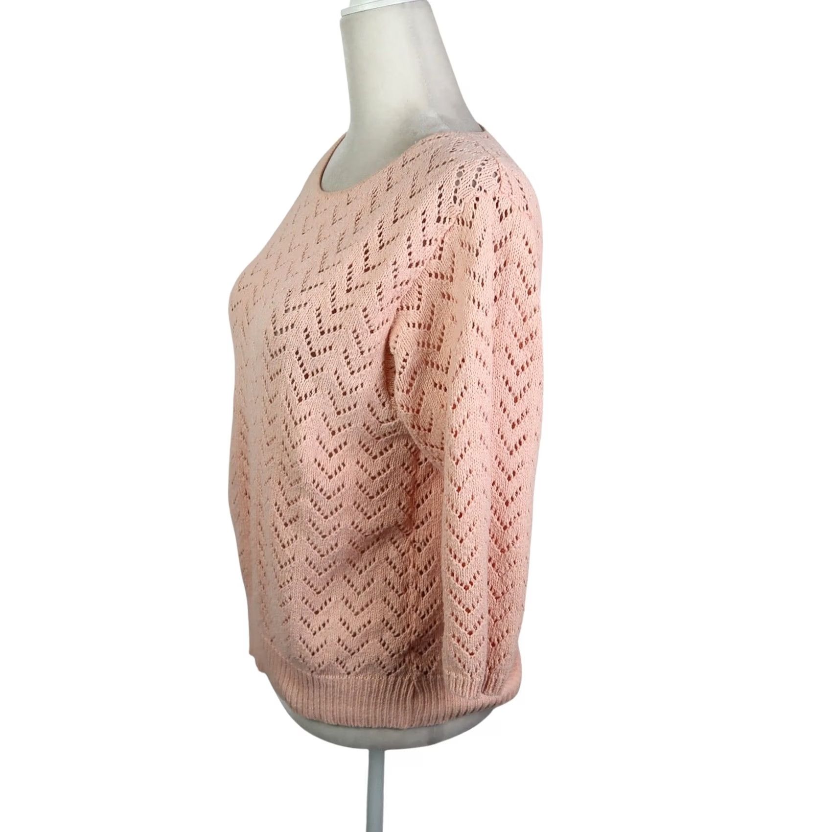 Vintage VINTAGE It's Pure Gould Peach Crochet Knit Sweater 80s Orange S Womens Size S / US 4 / IT 40 - 3 Thumbnail