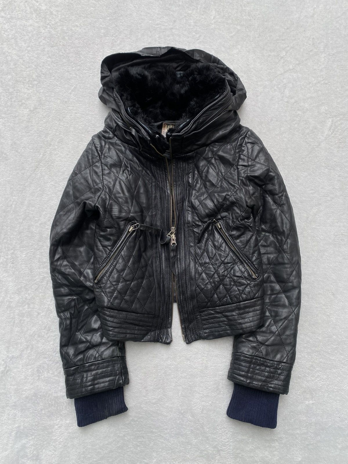 Japanese Brand 2000s Galicia / Galicie- Bono Fur Quilted Leather Jacket Size S / US 4 / IT 40 - 6 Thumbnail