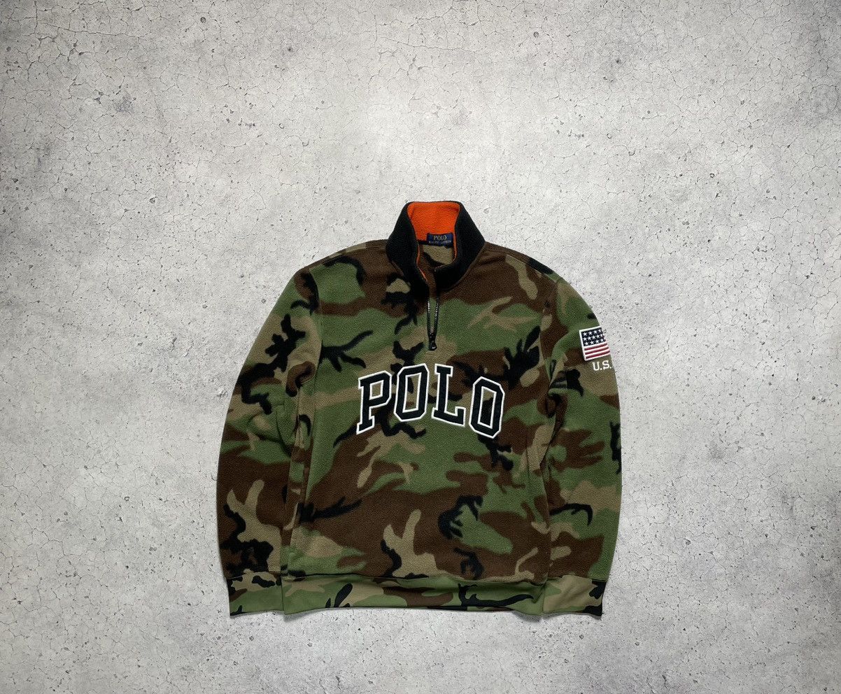 Polo Ralph Lauren Vintage Polo Ralph Lauren Camo Fleece Sweatshirt 1/4 Zip USA Size US M / EU 48-50 / 2 - 1 Thumbnail
