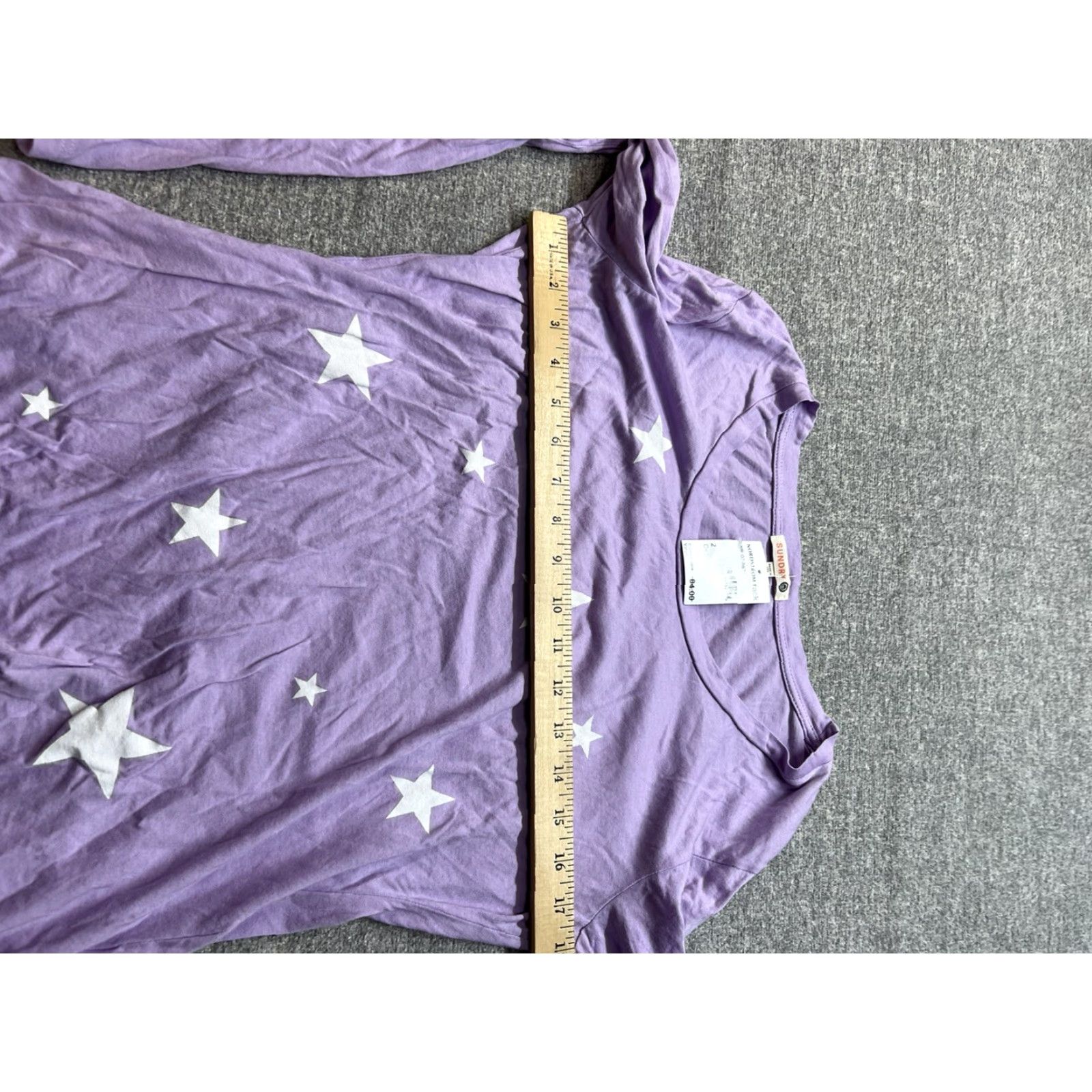Sundry Sundry Womens Cropped Shirt M Purple Stars 3/4 Sleeve T-Shirt Size M / US 6-8 / IT 42-44 - 7 Thumbnail