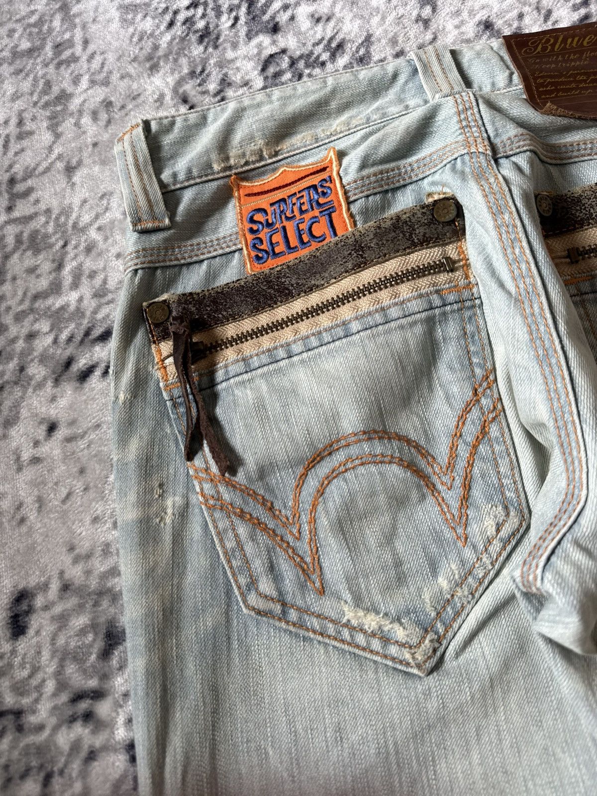 Japanese Brand Edwin 503 Japan Surfer Edition Patched Distressed Jeans Size US 29 - 13 Thumbnail