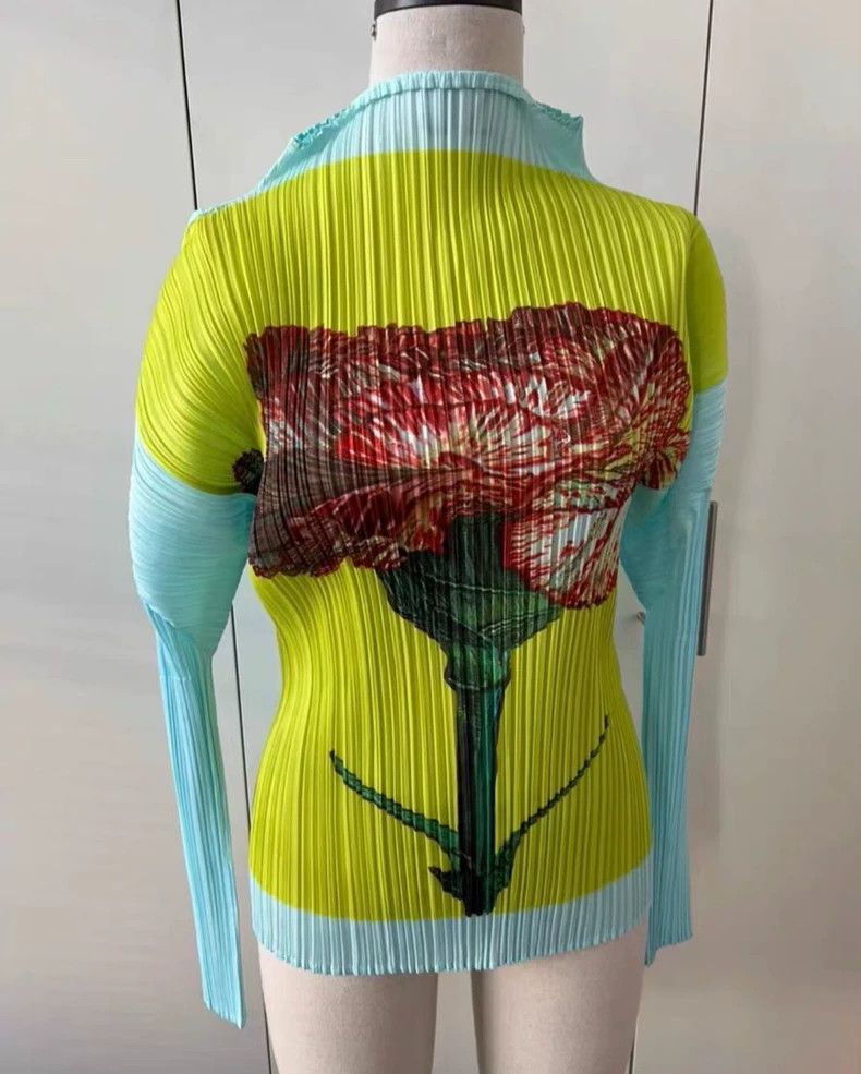Issey Miyake Issey Miyake size:3 Yellow and blue tulip pleated long-sle Size S / US 4 / IT 40 - 3 Thumbnail
