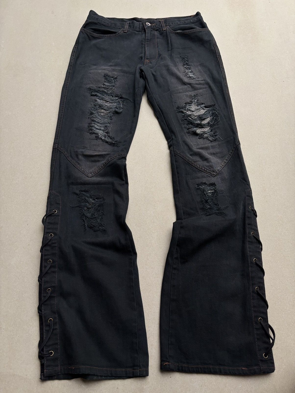 NICOLE CLUB FOR MEN lace-up flare jeans