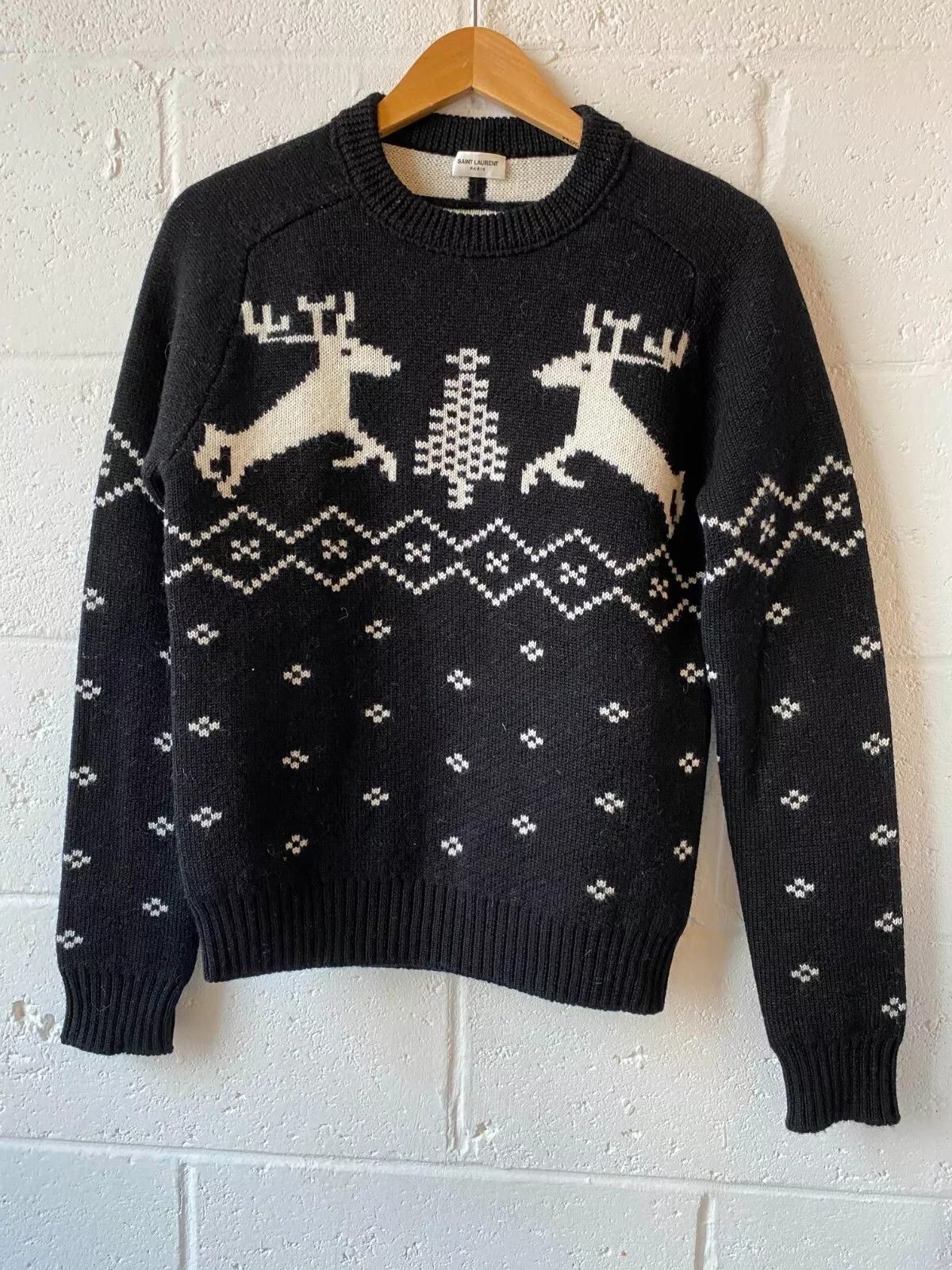 Yves Saint Laurent Yves Saint Laurent B&W Wool Christmas Reindeer Sweater IT S Size US S / EU 44-46 / 1 - 1 Thumbnail