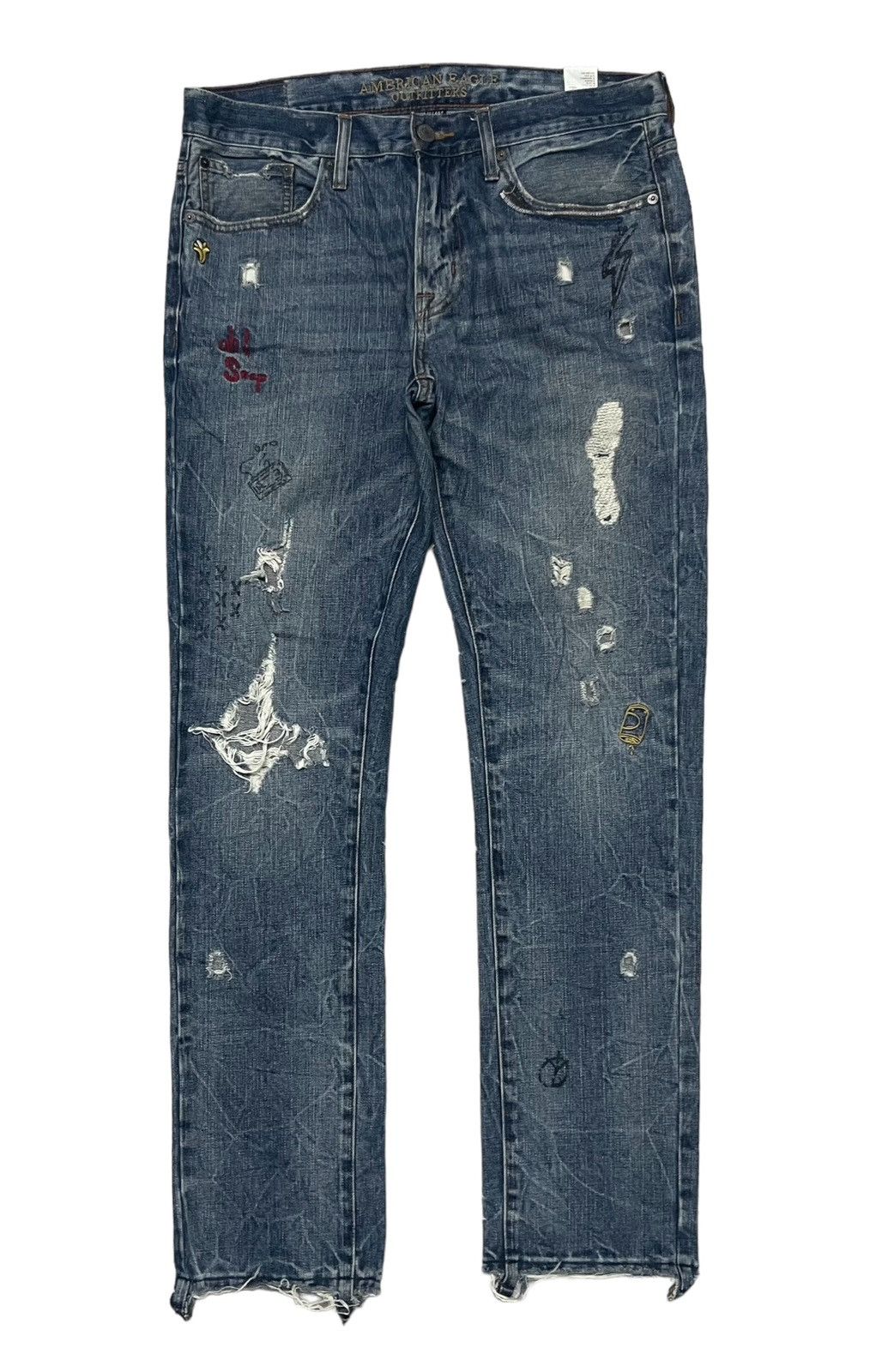 American Eagle Outfitters 2000s AMERICAN EAGLES OUTFITTER RARE DISTRESSED DENIM Size US 33 - 2 Thumbnail