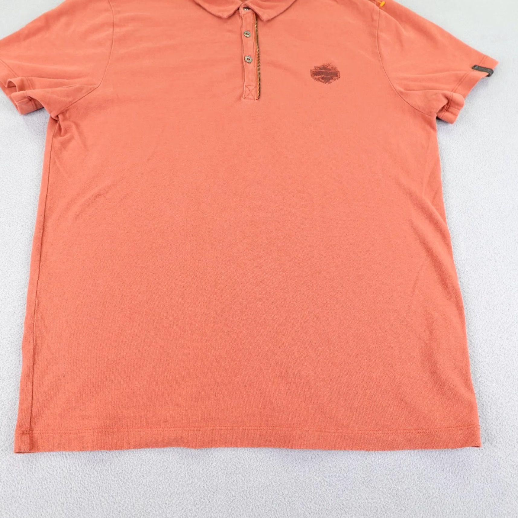 Harley Davidson Harley-Davidson Polo Shirt Mens XL Orange Motorcycle Biker Cotton Knit Polo Shirt Logo Button Casual Size US XL / EU 56 / 4 - 4 Thumbnail