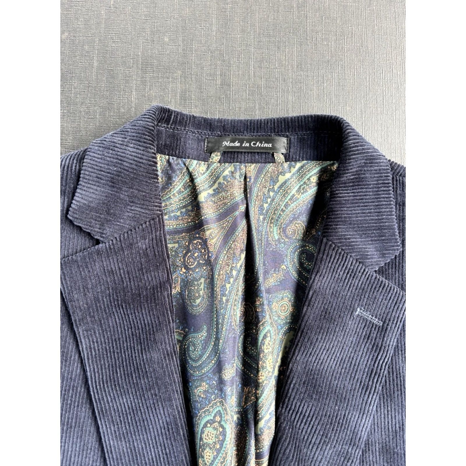 Ralph Lauren VINTAGE Ralph Lauren Men’s Sport Coat Jacket Blue Corduroy 44L 100% Cotton Chest 44 Big & Tall Mens Blazer Paisley Inlay Size 44R - 7 Thumbnail