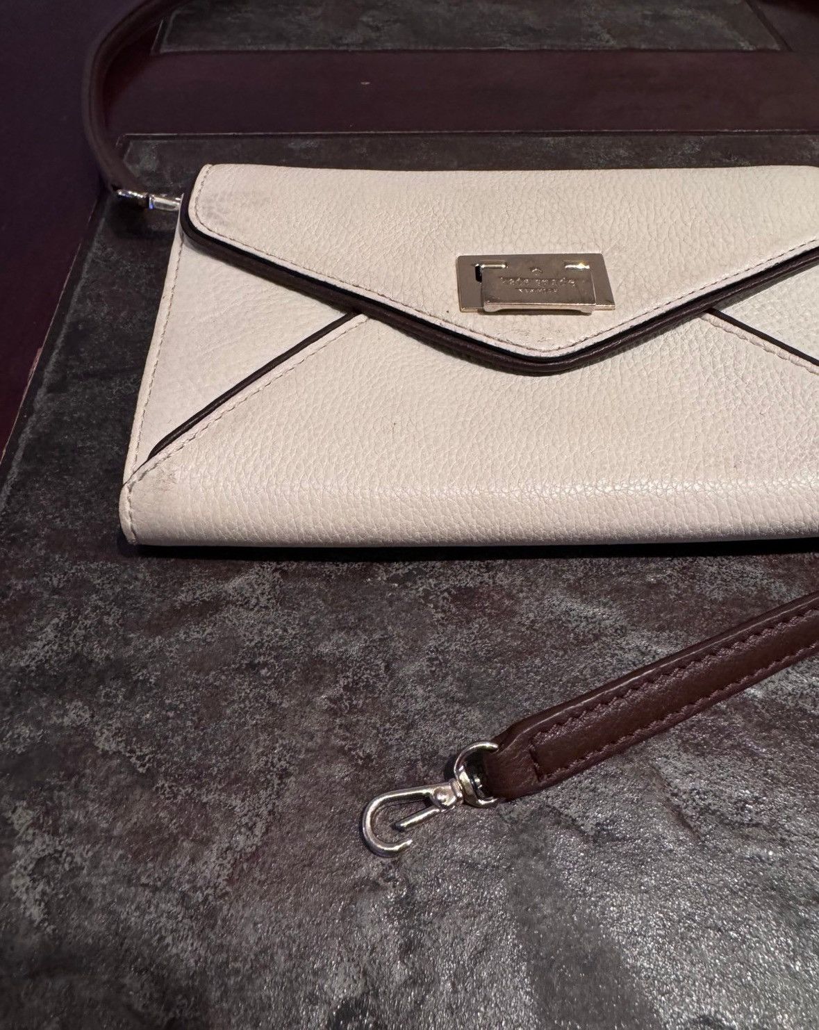 Kate Spade Kate Spade Beige and Brown Envelope Clutch Purse Size ONE SIZE - 9 Thumbnail