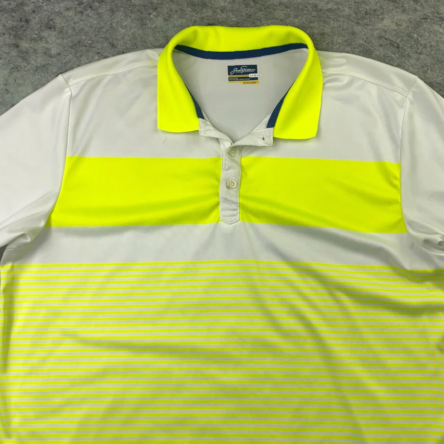 Vintage Jack Nicklaus Polo Shirt Mens Large Yellow Striped Golf StayDri Short Sleeve Size US L / EU 52-54 / 3 - 2 Thumbnail