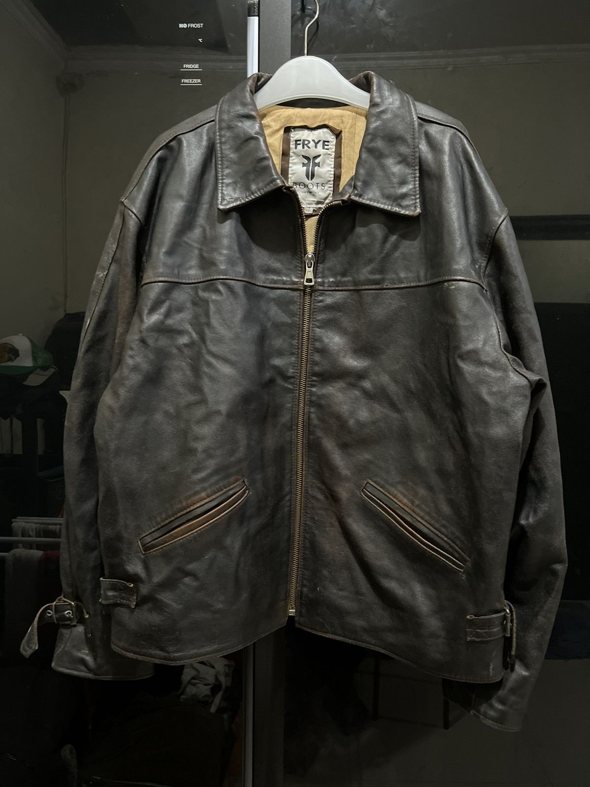 Frye Vintage FRYE BOOTS Distressed Leather Jacket Size US XXL / EU 58 / 5 - 2 Thumbnail