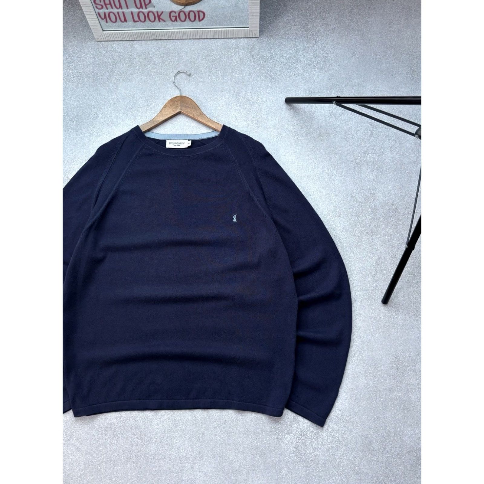 Yves Saint Laurent VINTAGE Yves Saint Laurent YSL Sweater XXL Navy Cotton Luxury Men’s Pullover Size US XXL / EU 58 / 5 - 2 Thumbnail