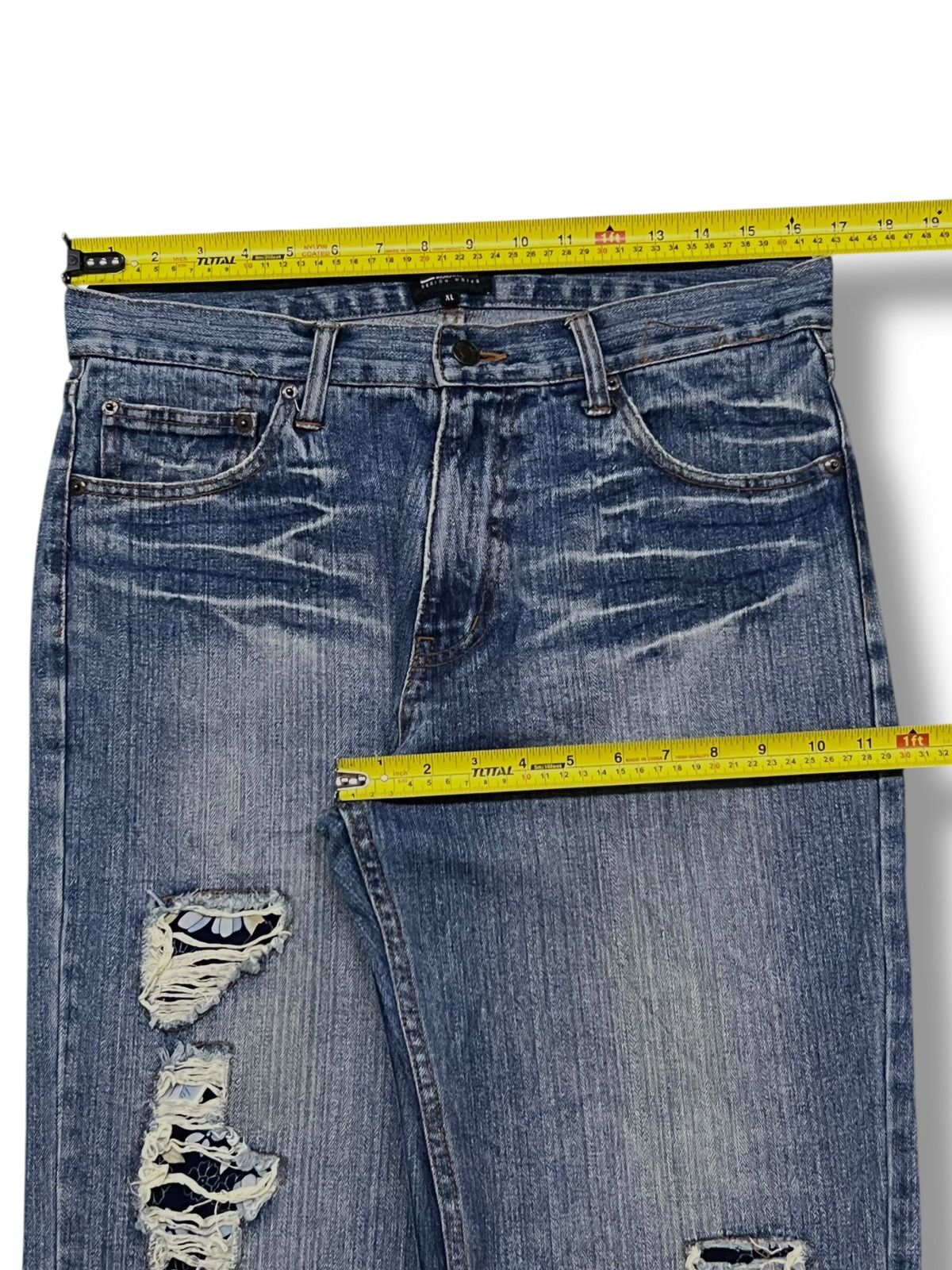 Japanese Brand Vintage Nylaus Jeans Japan - Faded Wash, Patches Distressed Size US 33 - 14 Thumbnail