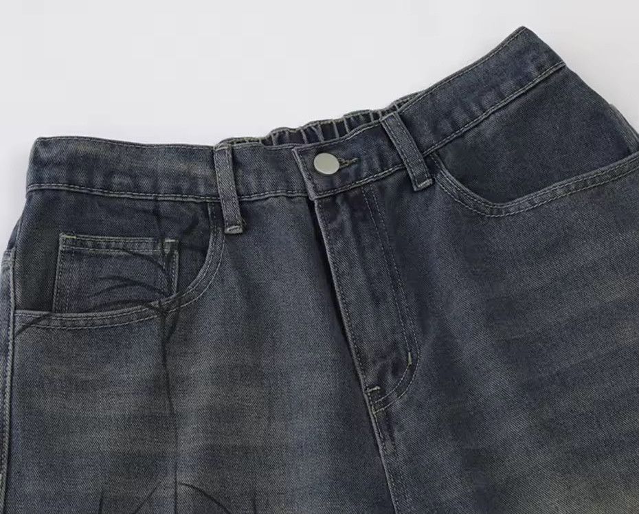 Japanese Brand × Vintage Y2k Spider Cobweb Printed Shorts Denim Size US 32 / EU 48 - 3 Thumbnail
