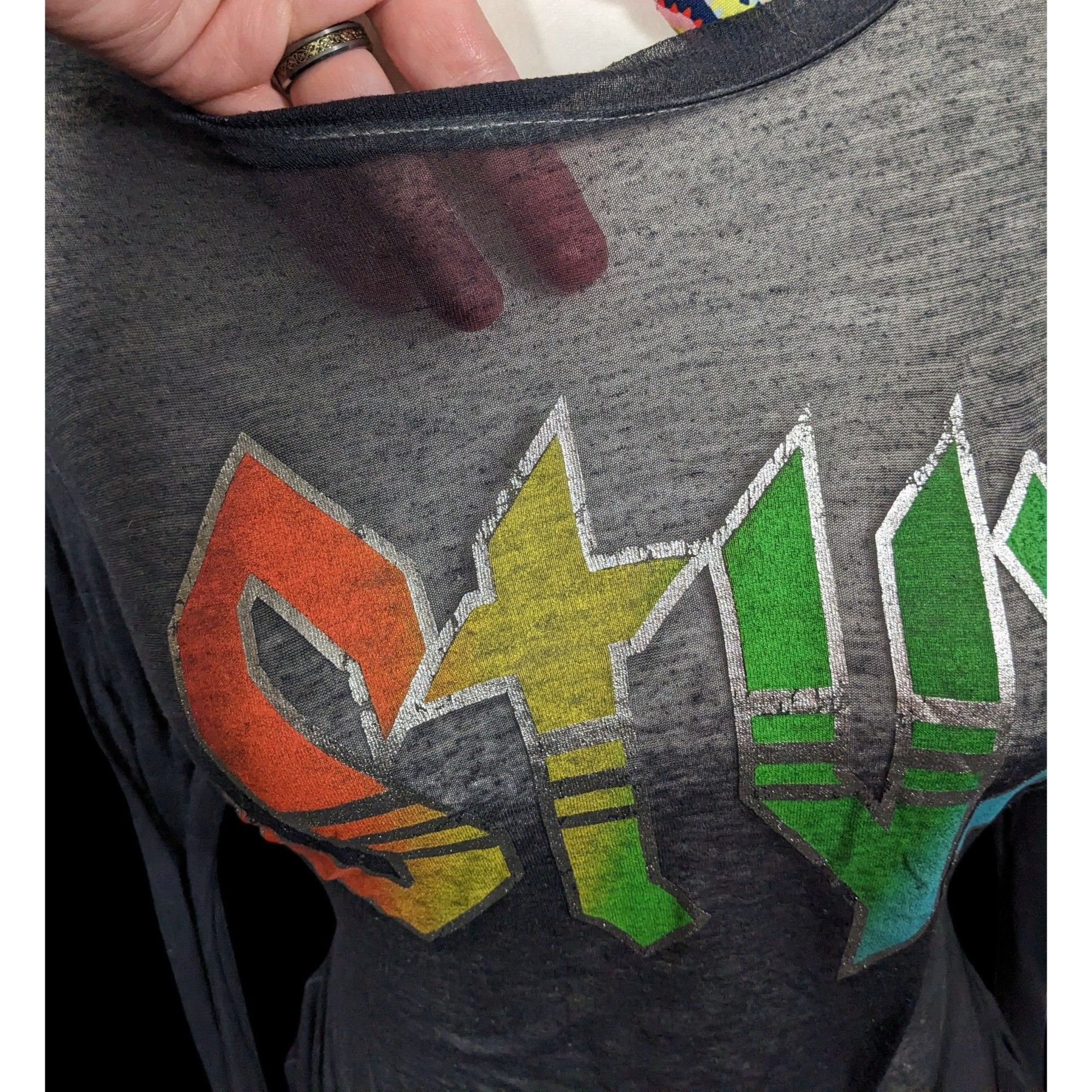Other Vinyl Icons STYX Sheer Rainbow Print Tie Front Top Size Smal Size S / US 4 / IT 40 - 4 Thumbnail