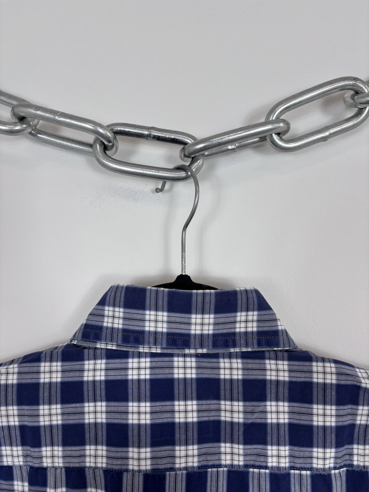 Just Cavalli Just Cavalli Race Men’s Blue Checkered Long Sleeve Shirt Size US M / EU 48-50 / 2 - 14 Thumbnail