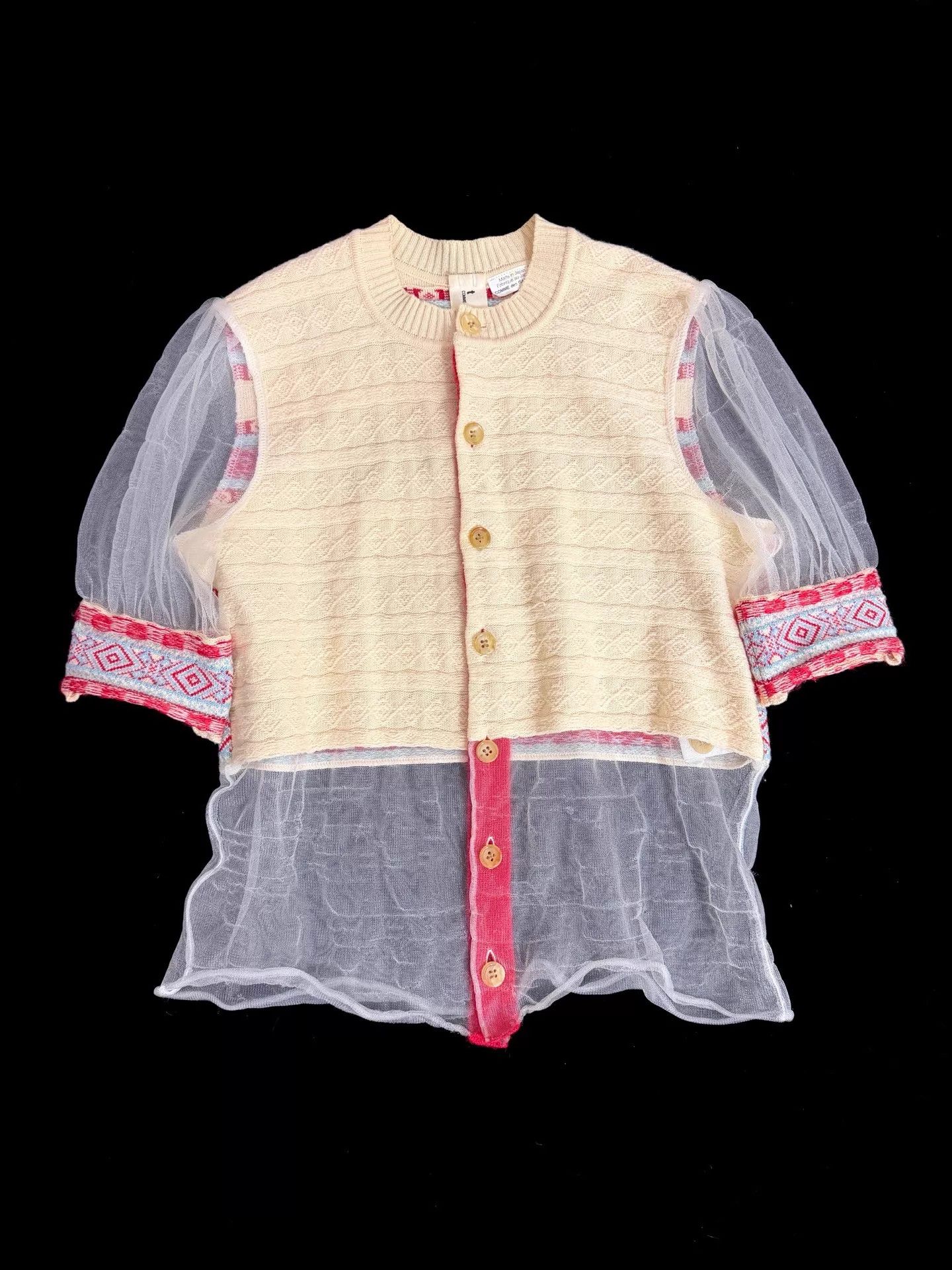 Comme des Garcons CDG Tao 2009AW Ethnic Print Tulle Paneled Top M Size M / US 6-8 / IT 42-44 - 1 Thumbnail