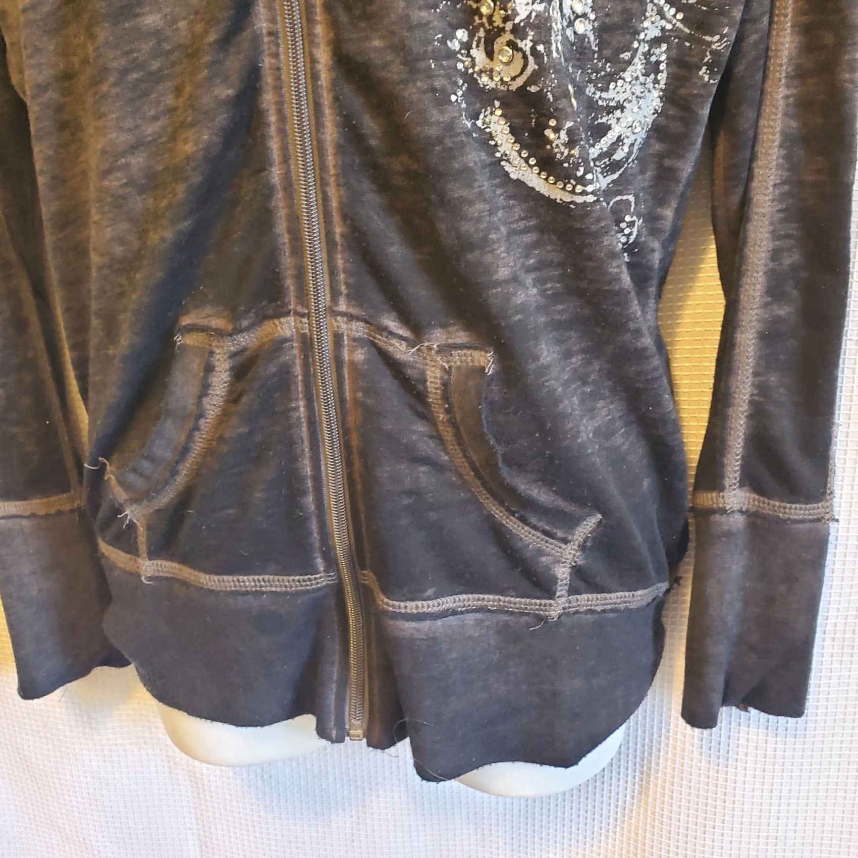 Vintage VINTAGE Cowgirl Legend Hoodie Sz S Black Burnout Full Zip Western Bling Rhinestone Womens Size S / US 4 / IT 40 - 4 Thumbnail