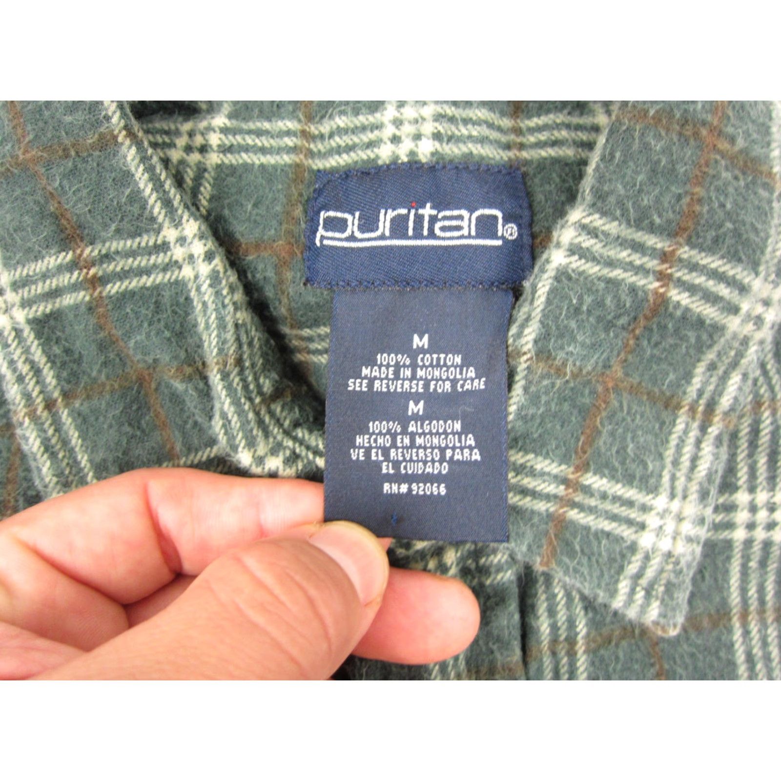 Vintage Puritan Shirt Button-Up Green Plaid Cotton Flannel Vintage Adult M Mens 90s Retro Modern Casual Shirt Size US M / EU 48-50 / 2 - 4 Thumbnail