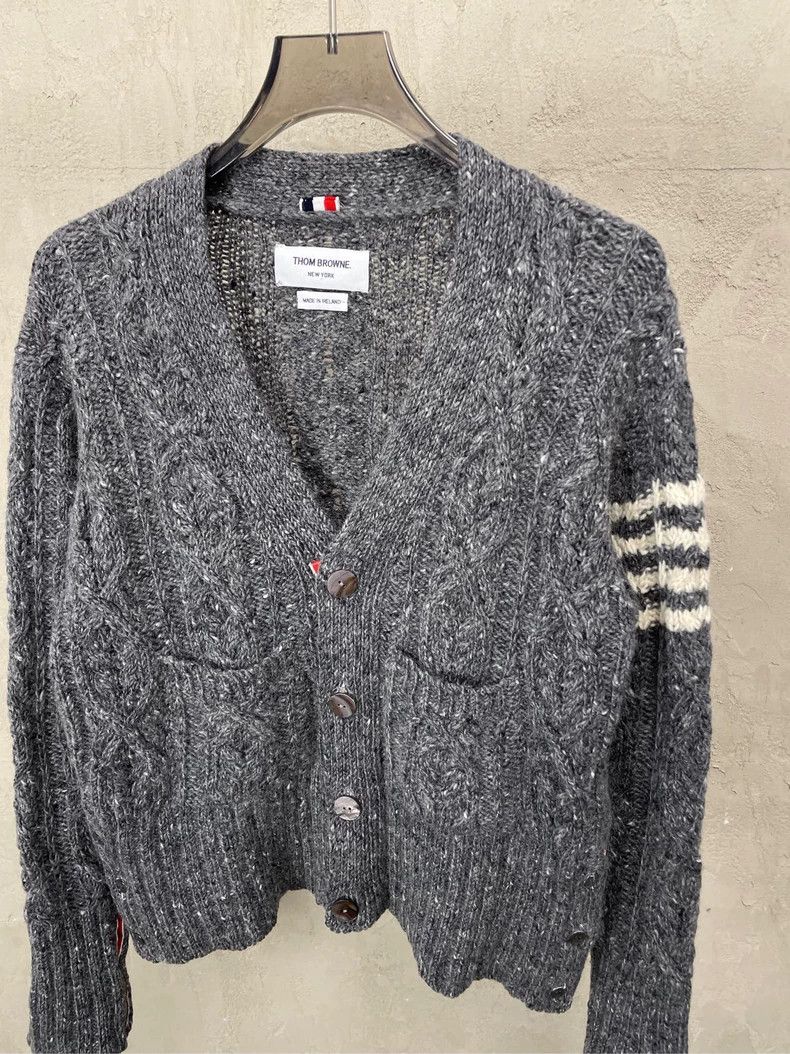 Thom Browne Thom browne Gray four-striped wool Mohai cardigan sweater 2 Size US S / EU 44-46 / 1 - 3 Thumbnail