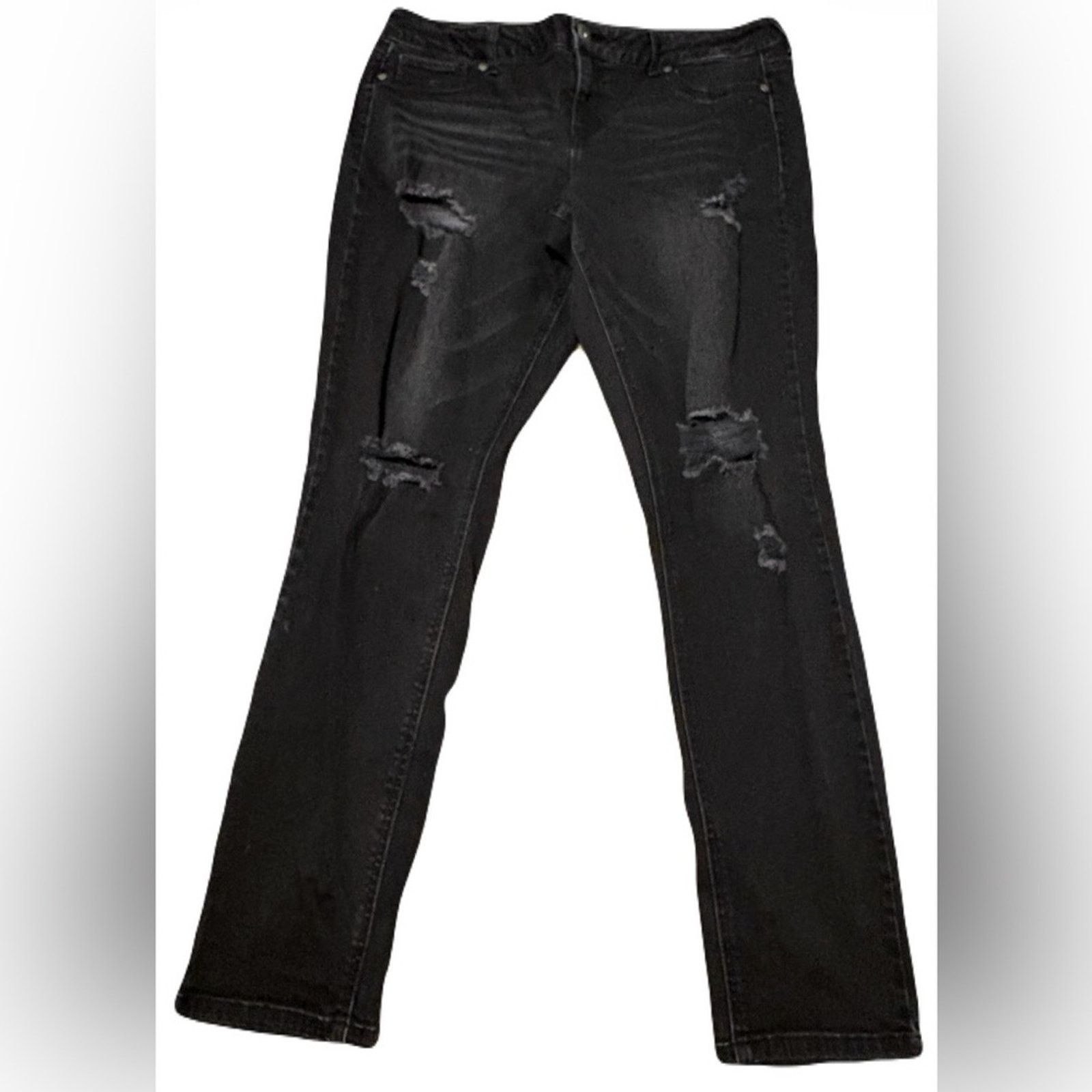 Other (Maurices) Black Distressed Skinny Jeans: Size XL-R Size 34" / US 12 / IT 48 - 1 Thumbnail
