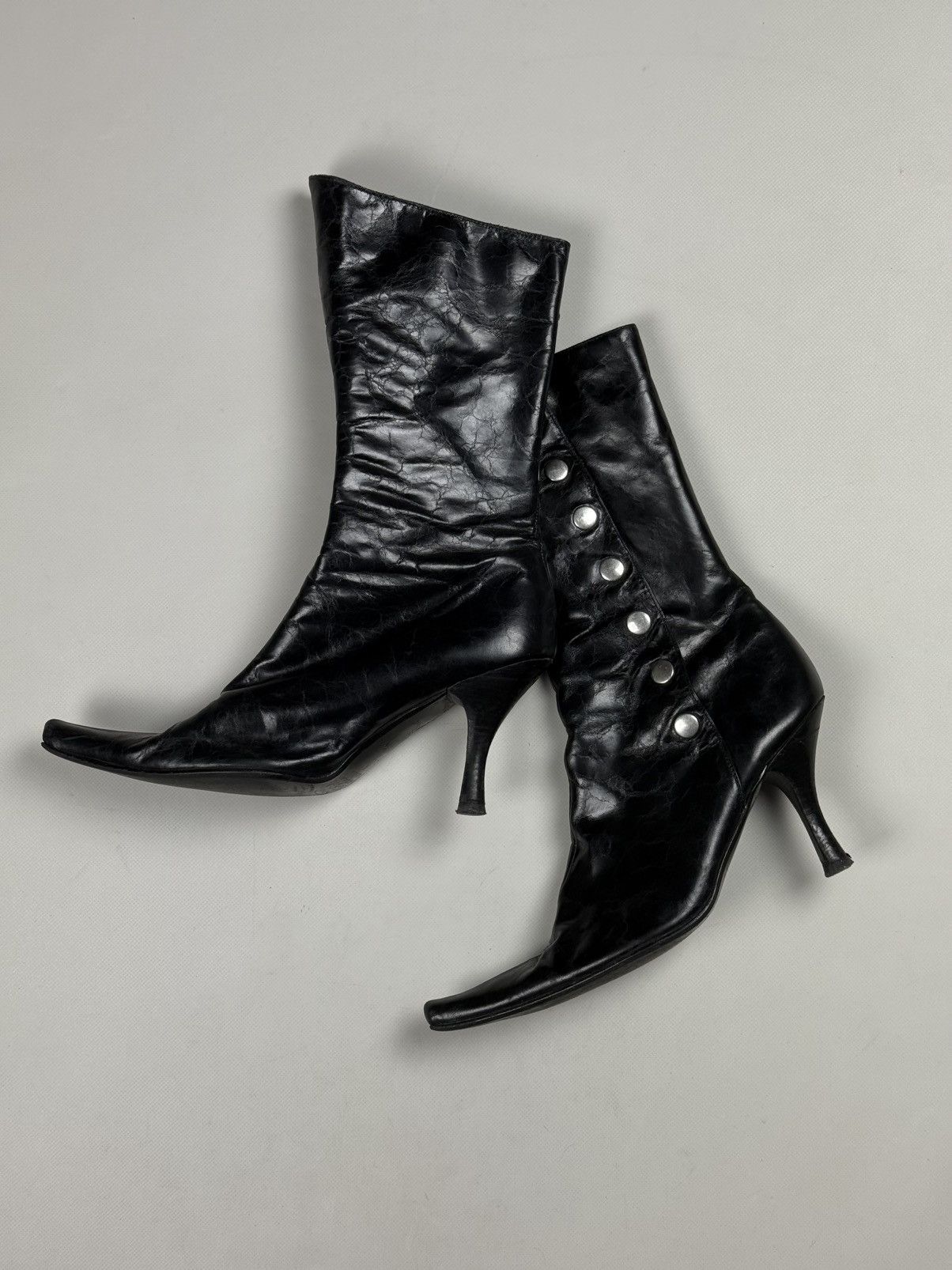 Buffalo London Buffalo London Y2K Leather To The Knee Mid Calf Heels Boots Size US 9 / IT 39 - 2 Thumbnail