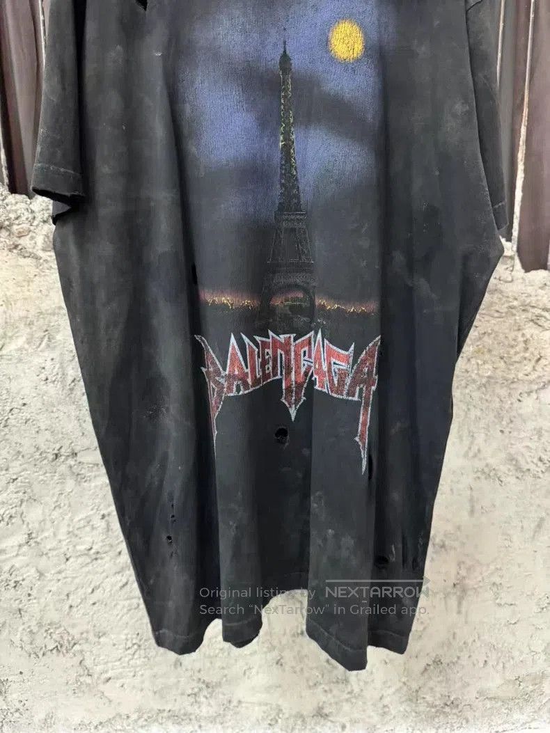 Balenciaga Balenciaga Paris Tower Distressed Tee. Size US XXL / EU 58 / 5 - 4 Thumbnail