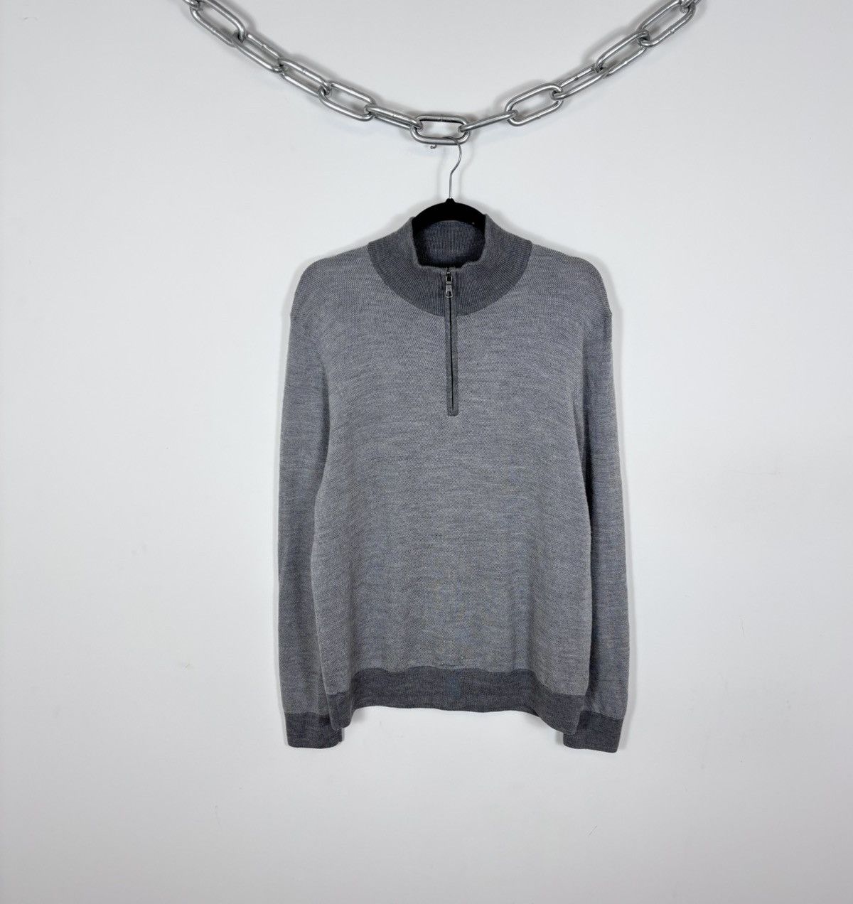 Brooks Brothers Brooks Brothers Men’s Grey Wool 1/4 Zip Knit Sweater Size US L / EU 52-54 / 3 - 1 Thumbnail