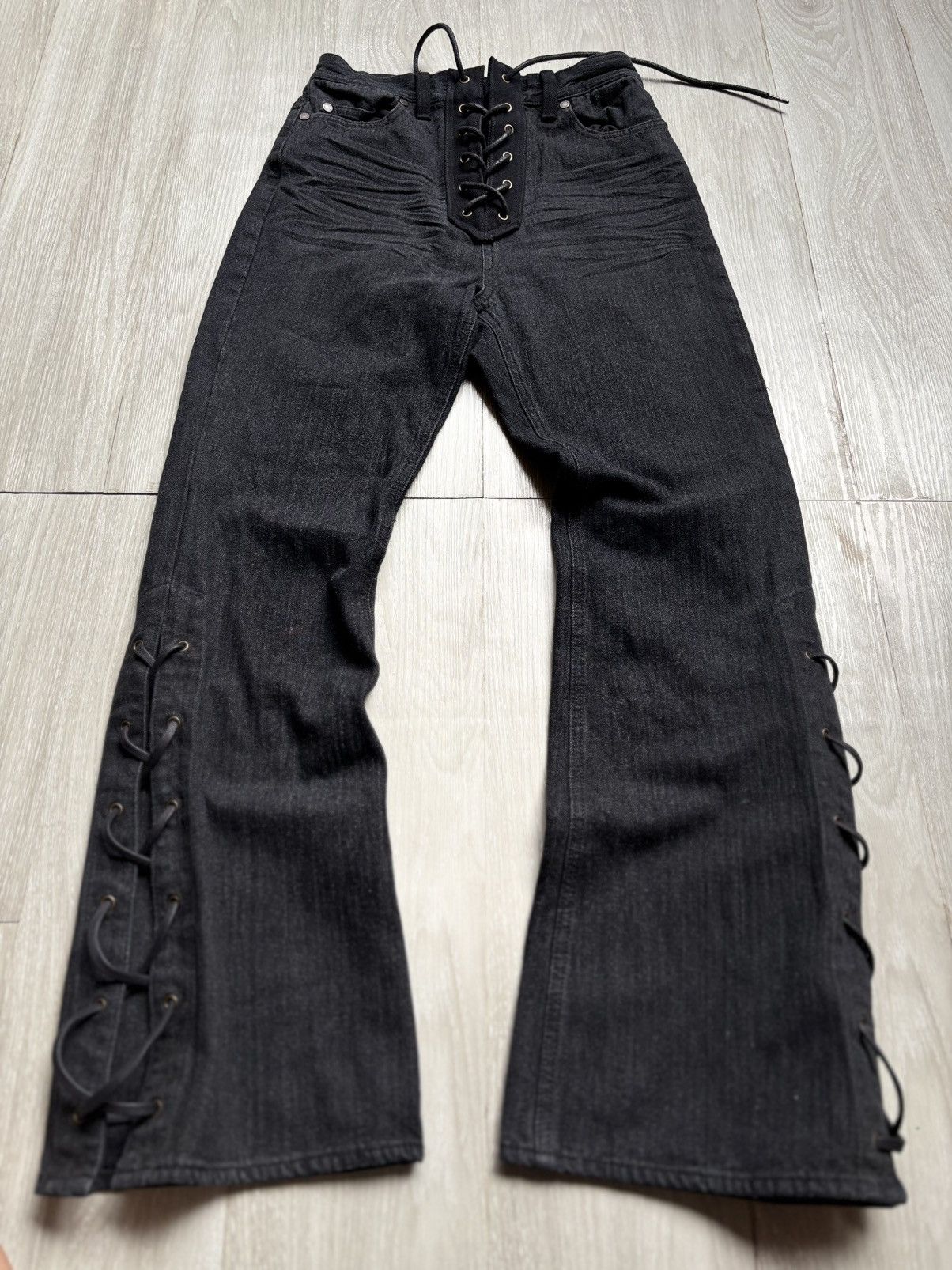 Japanese Brand EMODA lace-up flare jeans Size US 26 / EU 42 - 3 Thumbnail