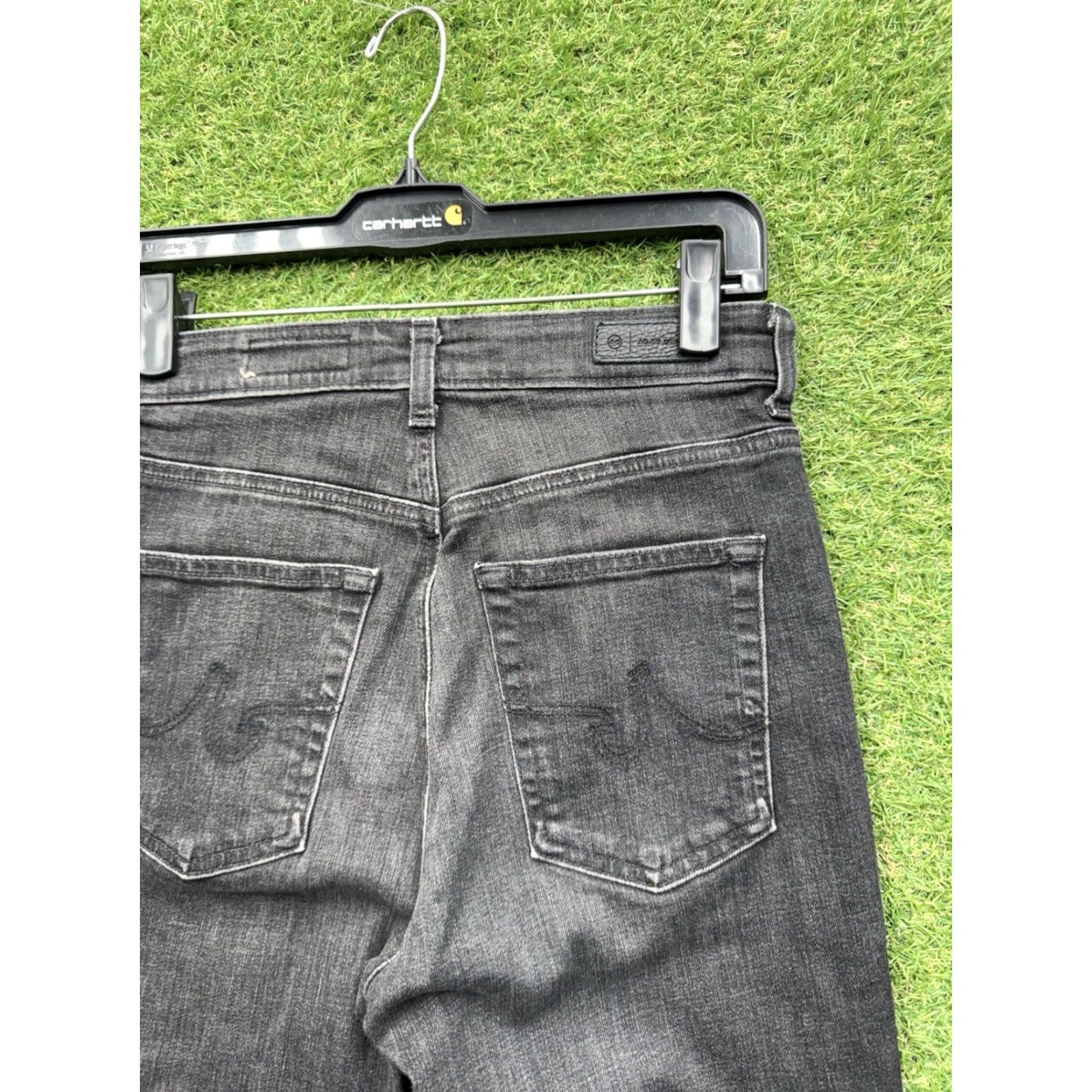 Vintage AG Adriano Goldschmied Jeans Womens 26 Black Denim High Rise Wide Leg 26x30 Jeans Size 26" / US 2 / IT 38 - 4 Thumbnail