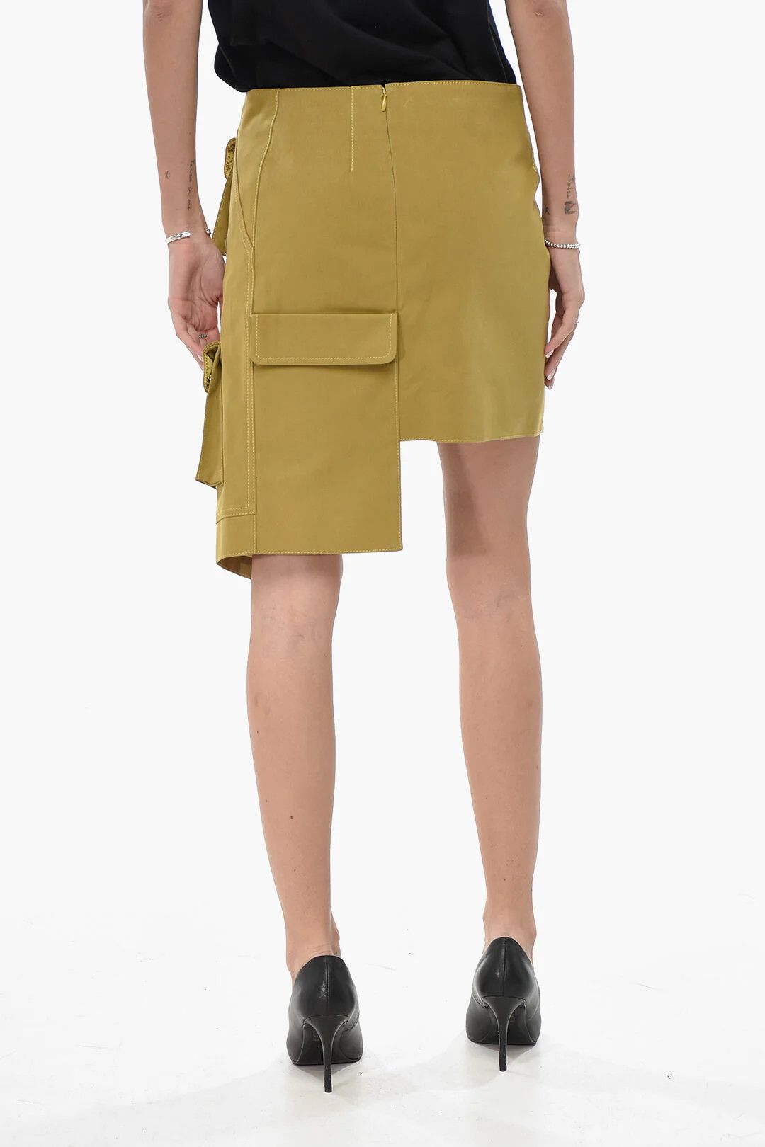 Off-White og1mm0426 Cotton-Blend Cargo Midi Skirt in Yellow Size 28" / US 6 / IT 42 - 2 Thumbnail