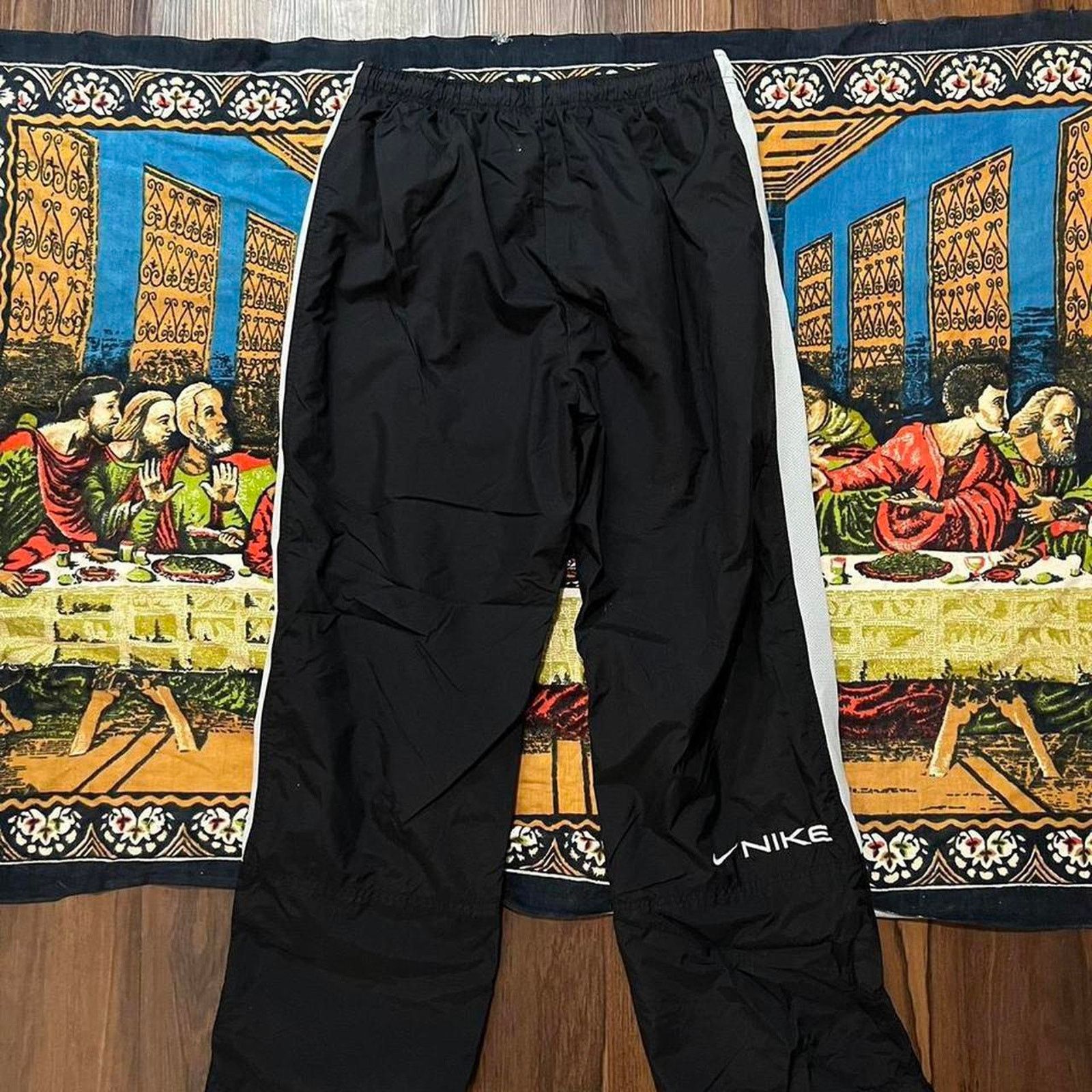 Nike Vintage nike black track pants y2k baggy wide leg skater Size 34 - 2 Thumbnail