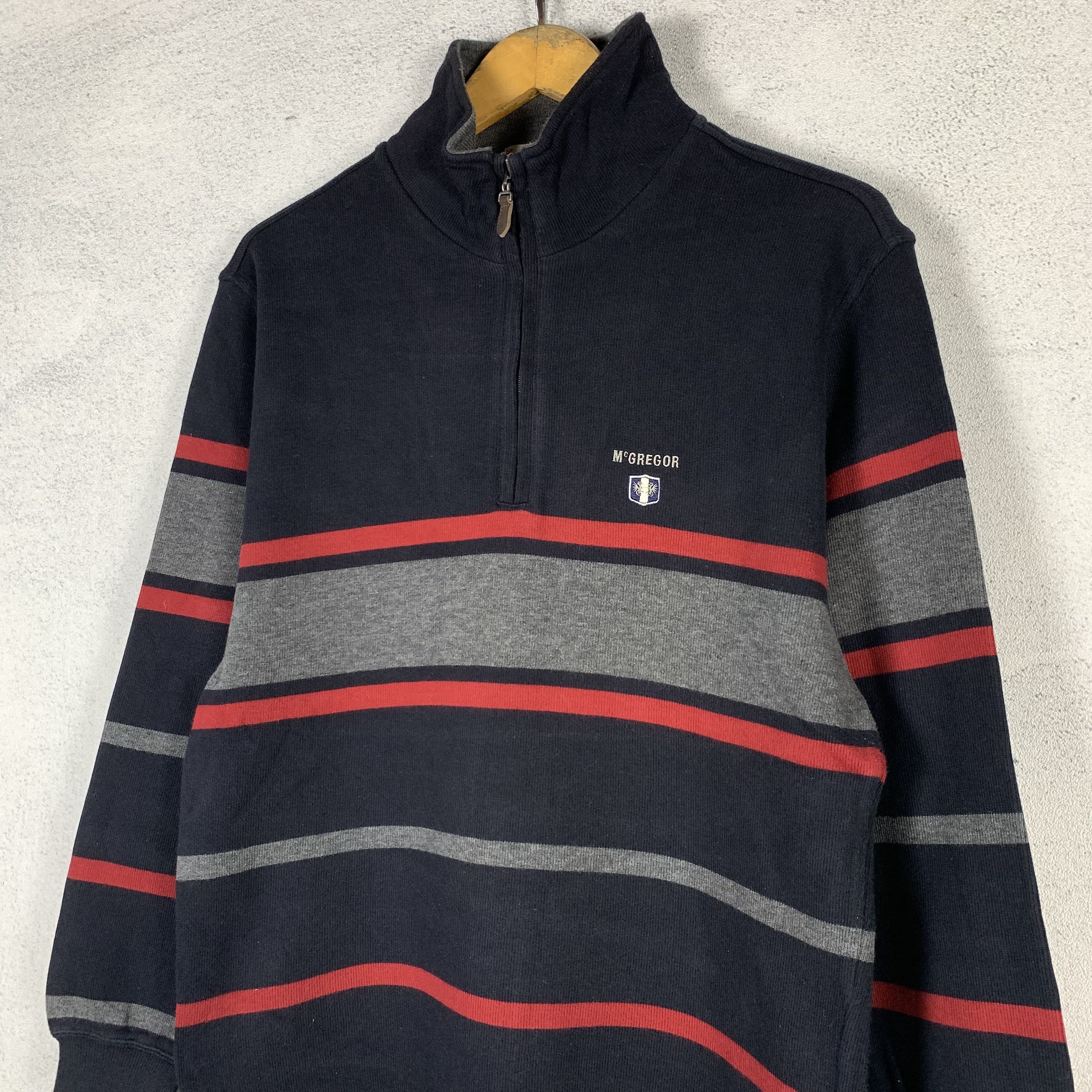 Vintage Vintage 90s McGregor Halfzip Striped Sweatshirt Size US M / EU 48-50 / 2 - 2 Thumbnail