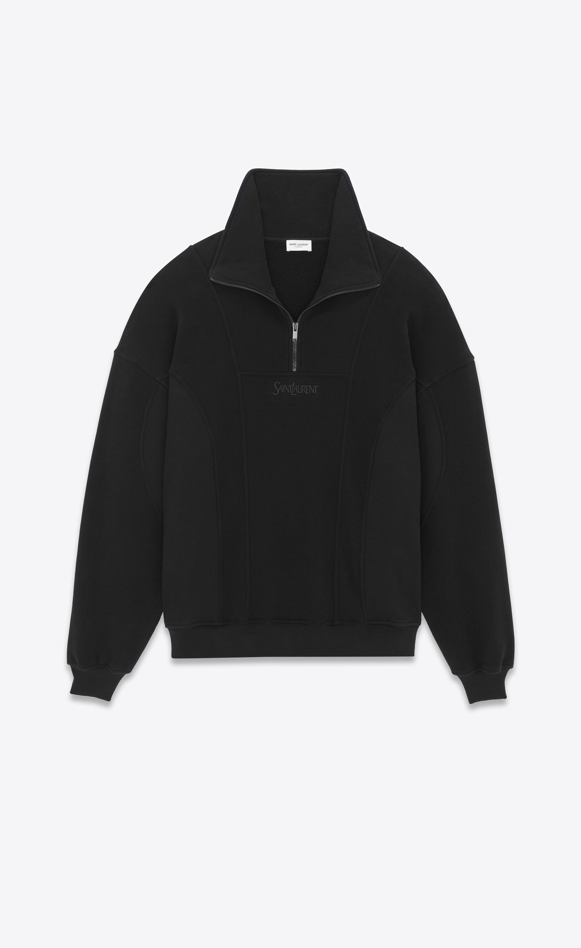 Saint Laurent Paris oc11z0126 750517 Half-Zip Sweatshirt in Black Size US L / EU 52-54 / 3 - 2 Thumbnail