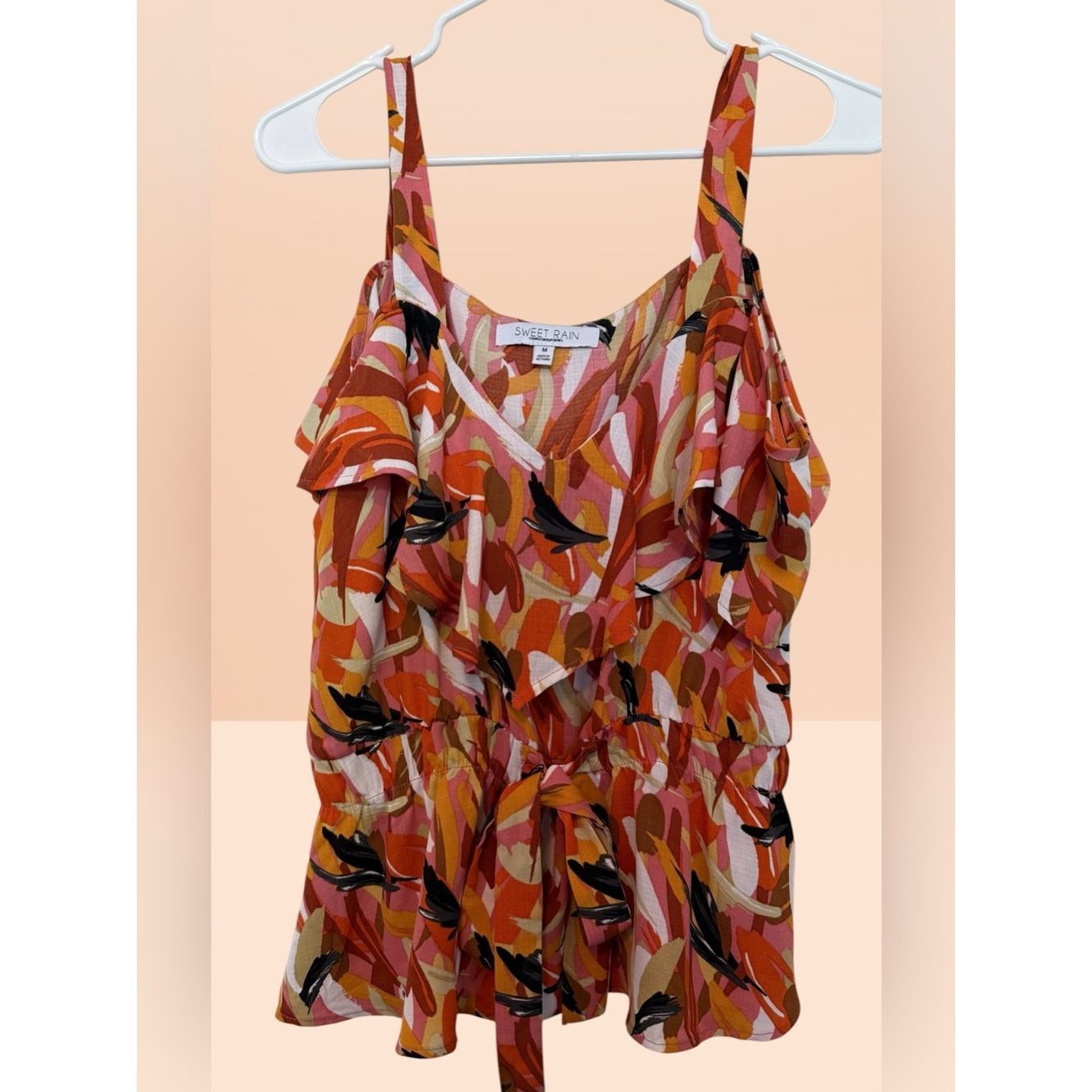 Other Sweet Rain Women's Rust Pink Orange Ruffle Camisole Size M / US 6-8 / IT 42-44 - 1 Thumbnail