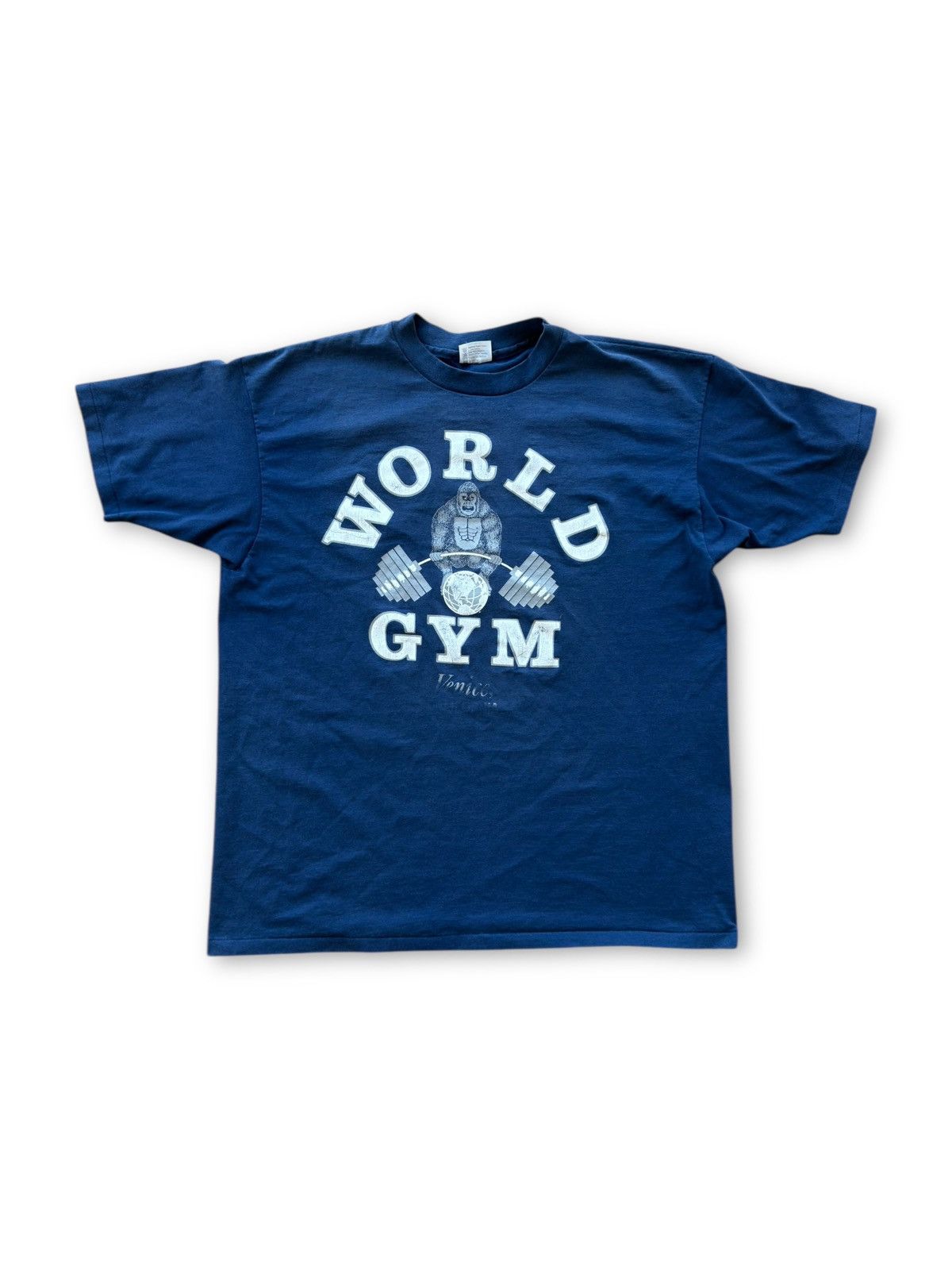 Vintage *RARE* 1980s 90s VINTAGE WORLD GYM GORILLA NAVY BODYBUILDING Size US XXL / EU 58 / 5 - 5 Thumbnail
