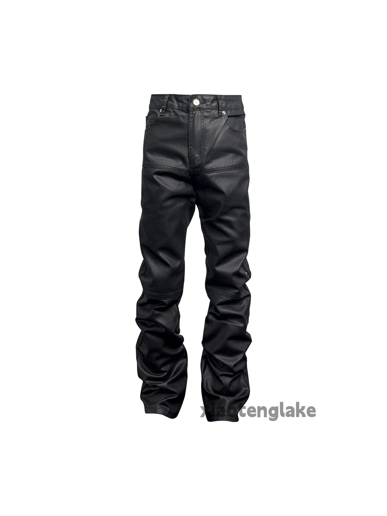 zipper utility patchwork stack punk hiphop wax jeans